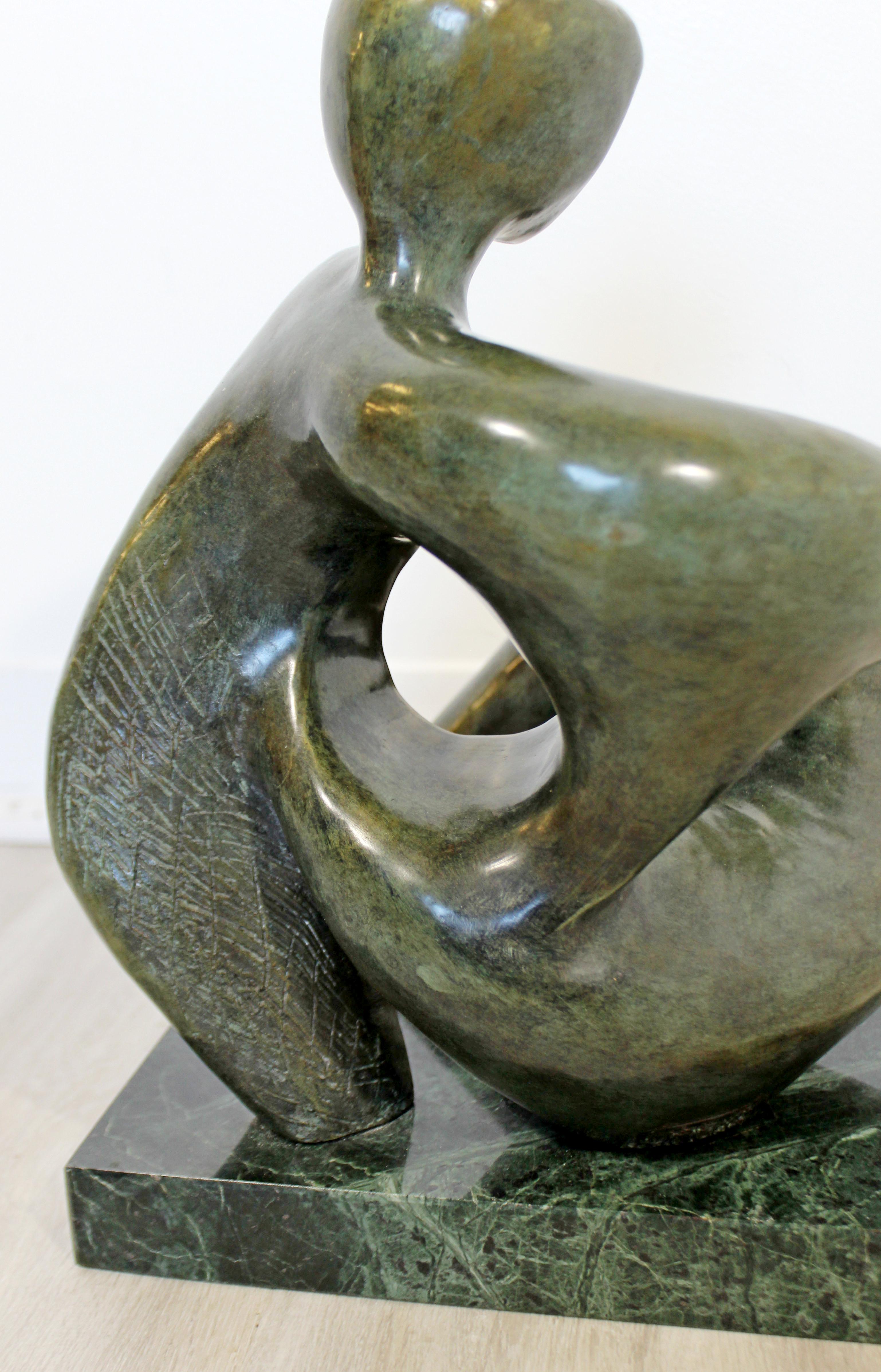Contemporary Modern Bronze Marble Table Sculpture Signed Porret Manifesto, 1987 In Good Condition In Keego Harbor, MI