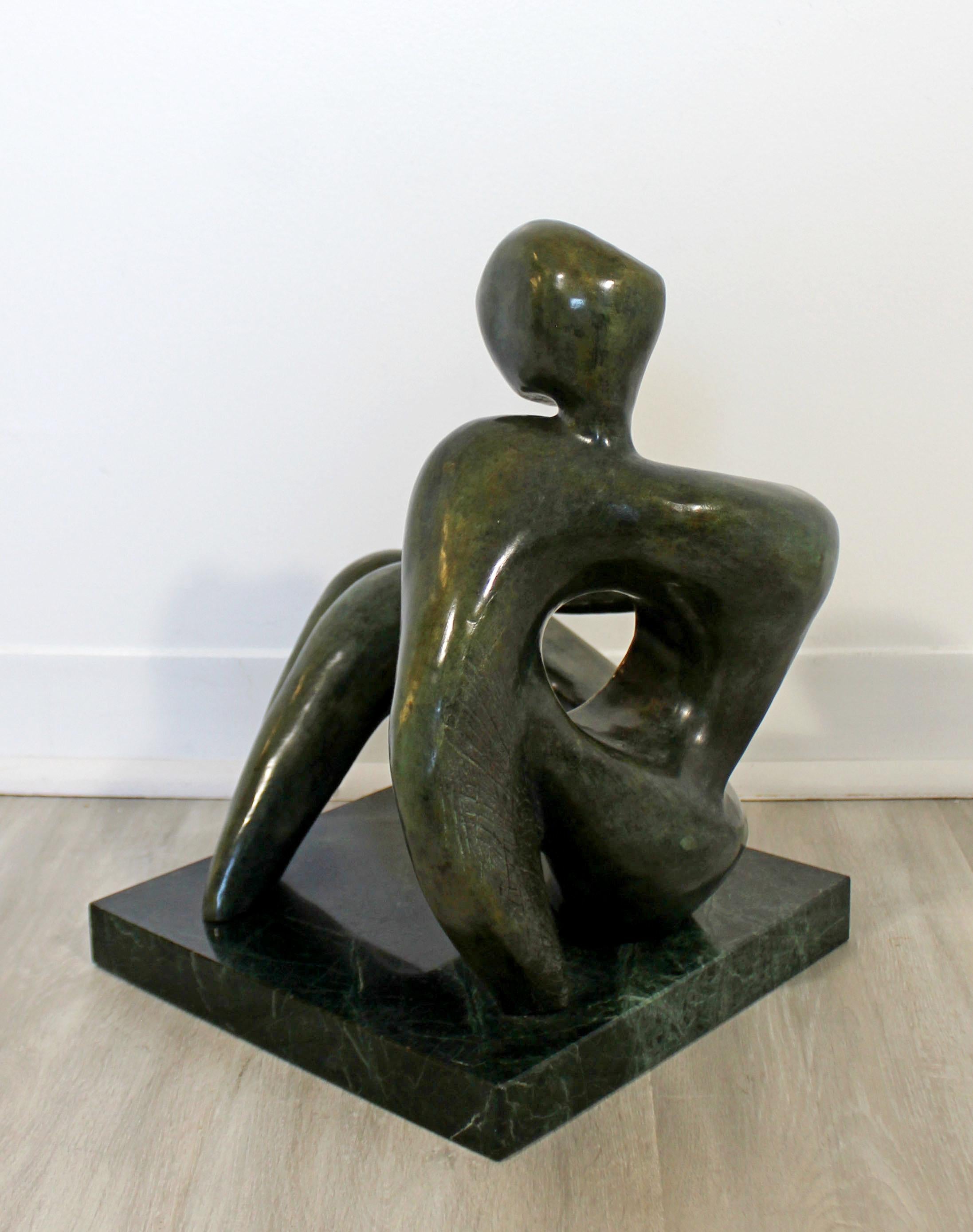Late 20th Century Contemporary Modern Bronze Marble Table Sculpture Signed Porret Manifesto, 1987