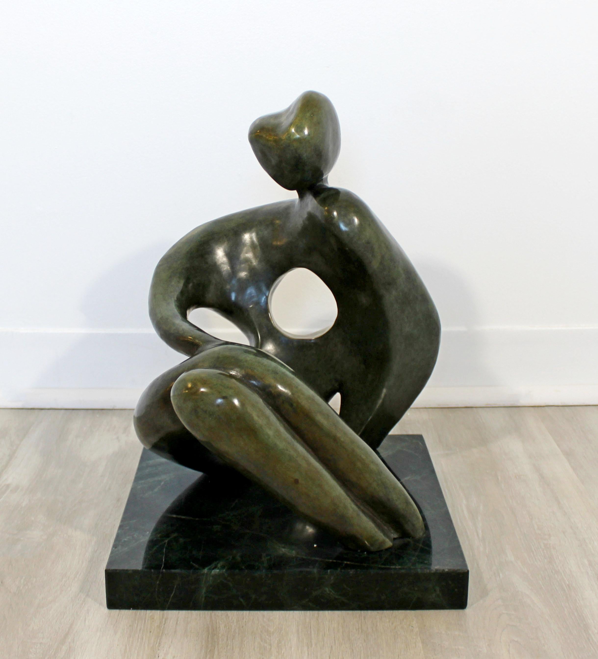 Contemporary Modern Bronze Marble Table Sculpture Signed Porret Manifesto, 1987 3