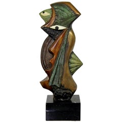 Contemporary Modern Bronze on Marble Table Sculpture Signed by Kieff Grediaga