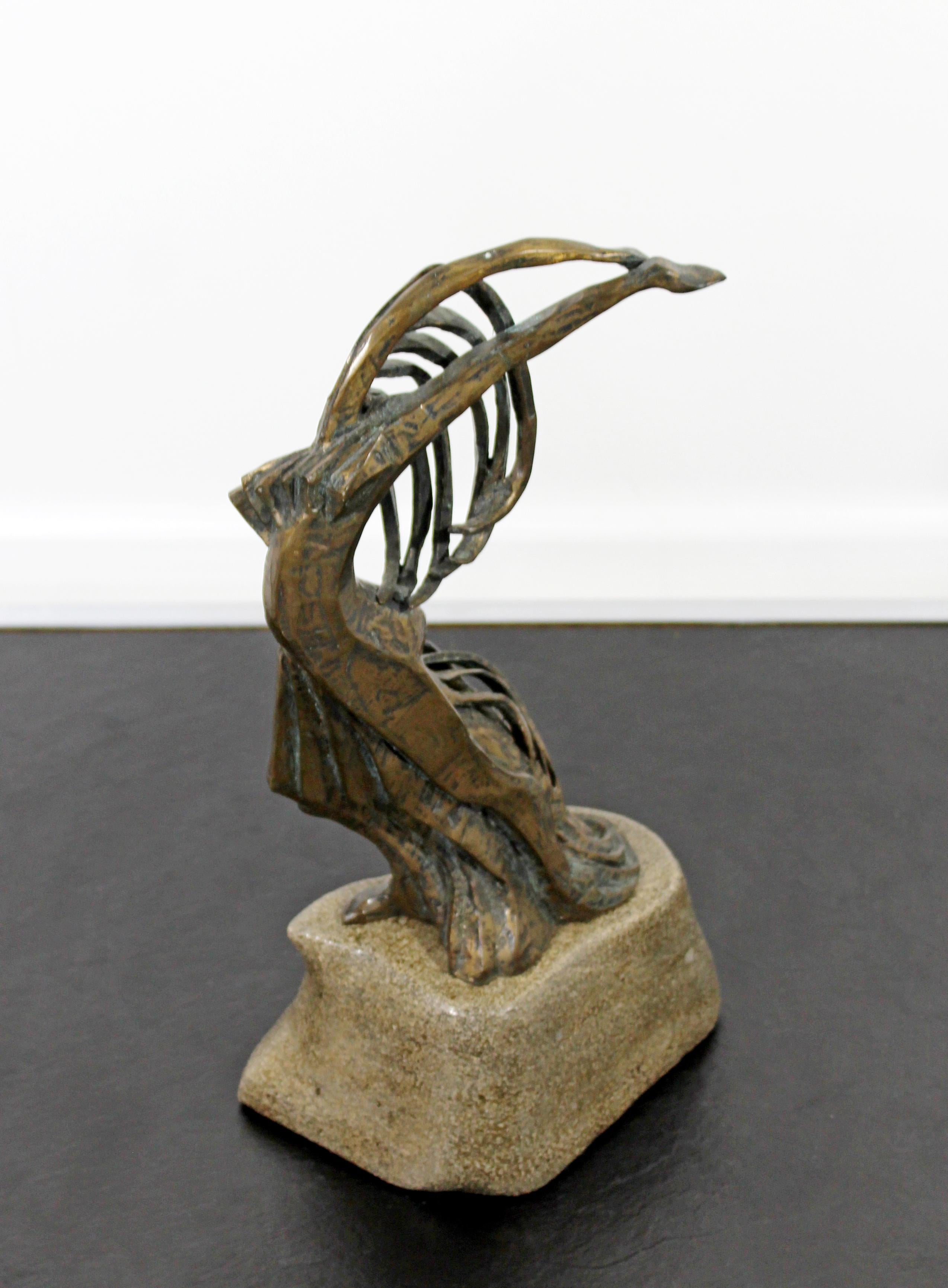 For your consideration is a stunning table sculpture of an abstracted female figure, made of bronze on stone, signed and dated on the base, entitled 