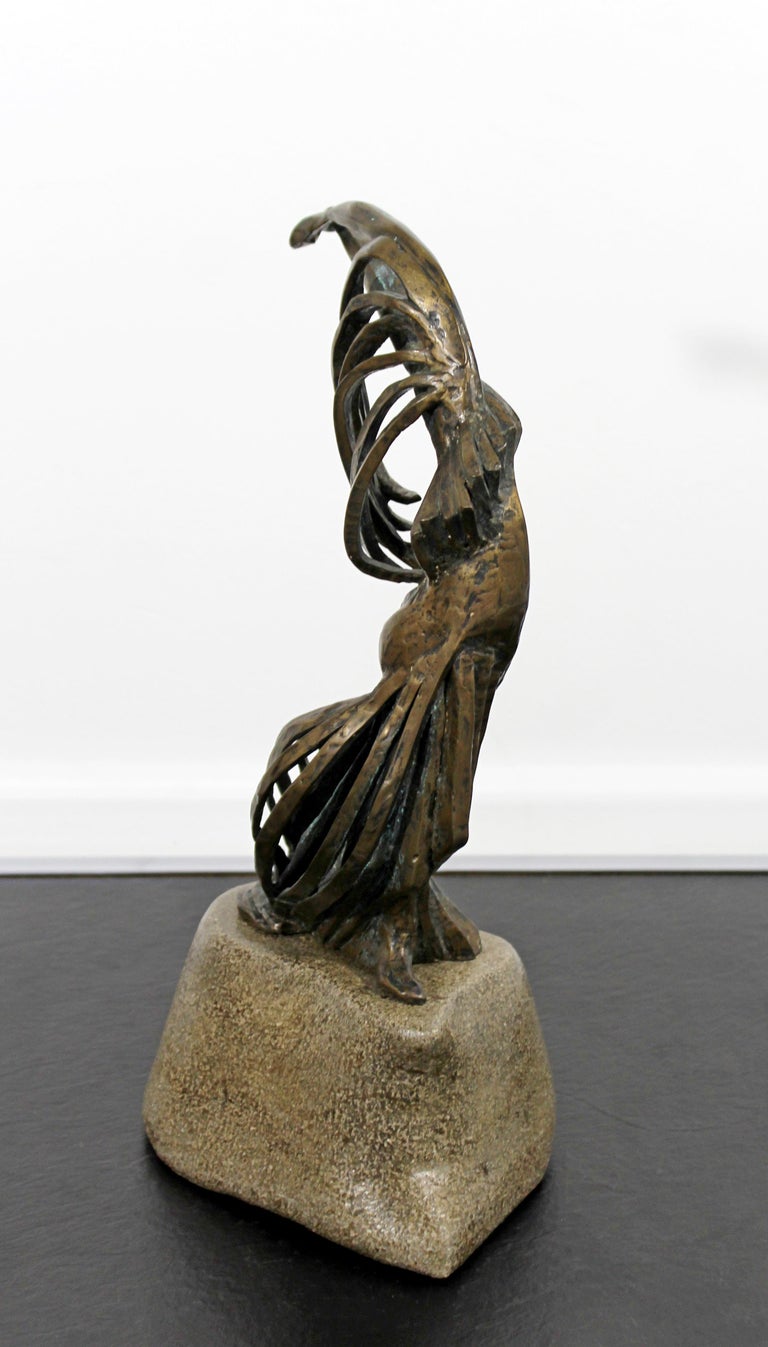 Contemporary Modern Bronze on Stone Female Figure Table Sculpture