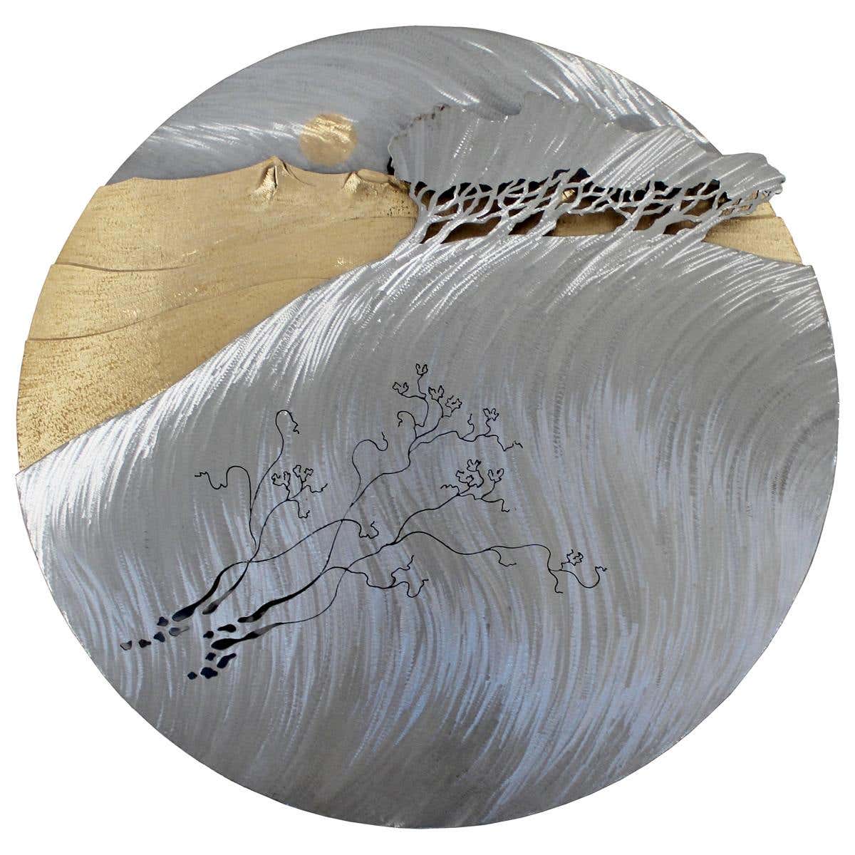 Contemporary Modern Bronze Stainless Steel Wall Sculpture Signed John ...