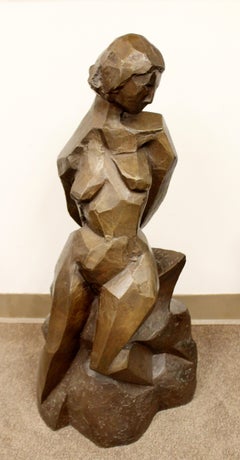 Sculpture de table moderne contemporaine en bronze Femme nue signée Sylvia Perle:: 1990