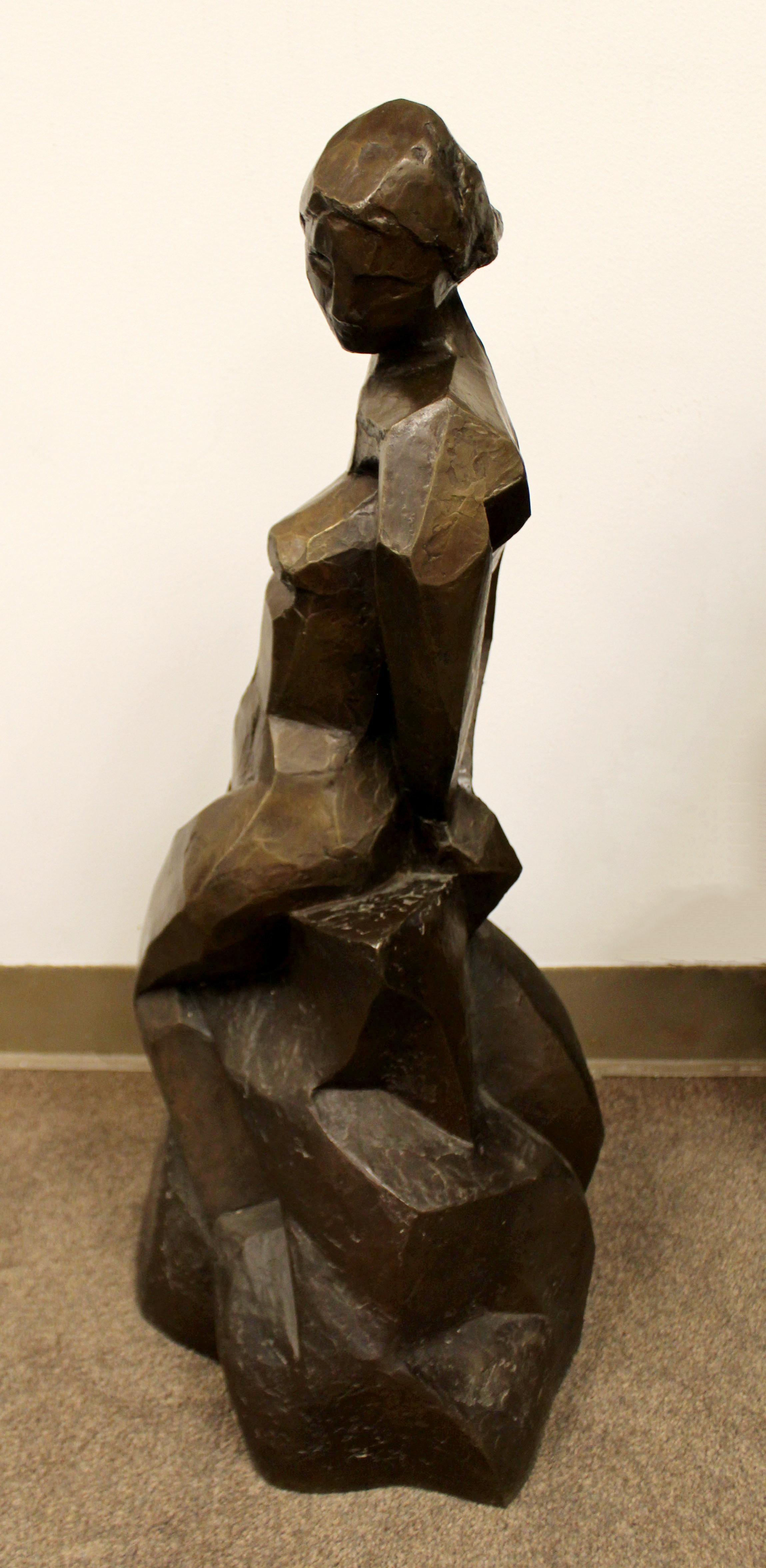 American Contemporary Modern Bronze Table Sculpture Nude Woman Signed Sylvia Perle, 1990s