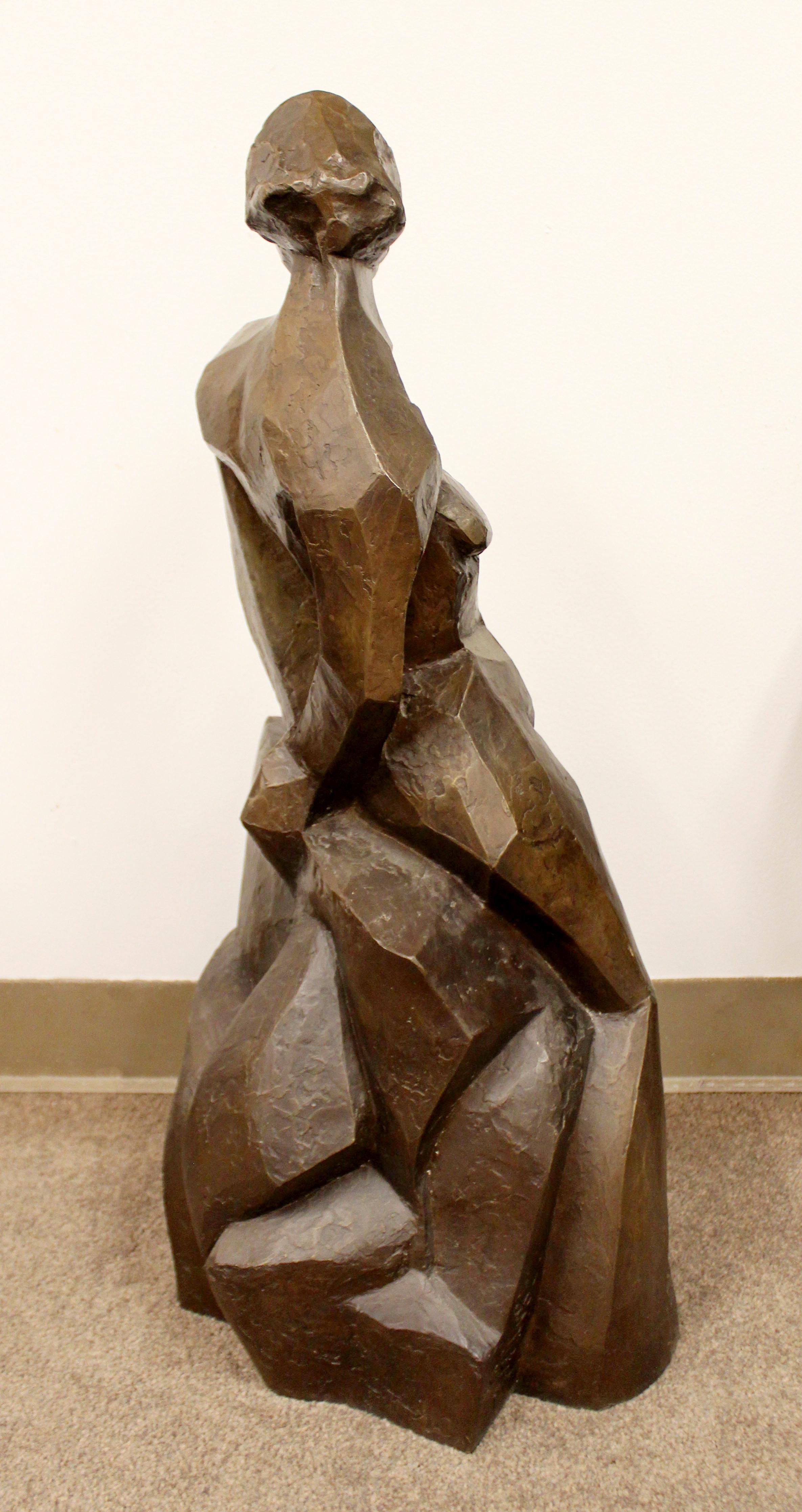 Late 20th Century Contemporary Modern Bronze Table Sculpture Nude Woman Signed Sylvia Perle, 1990s