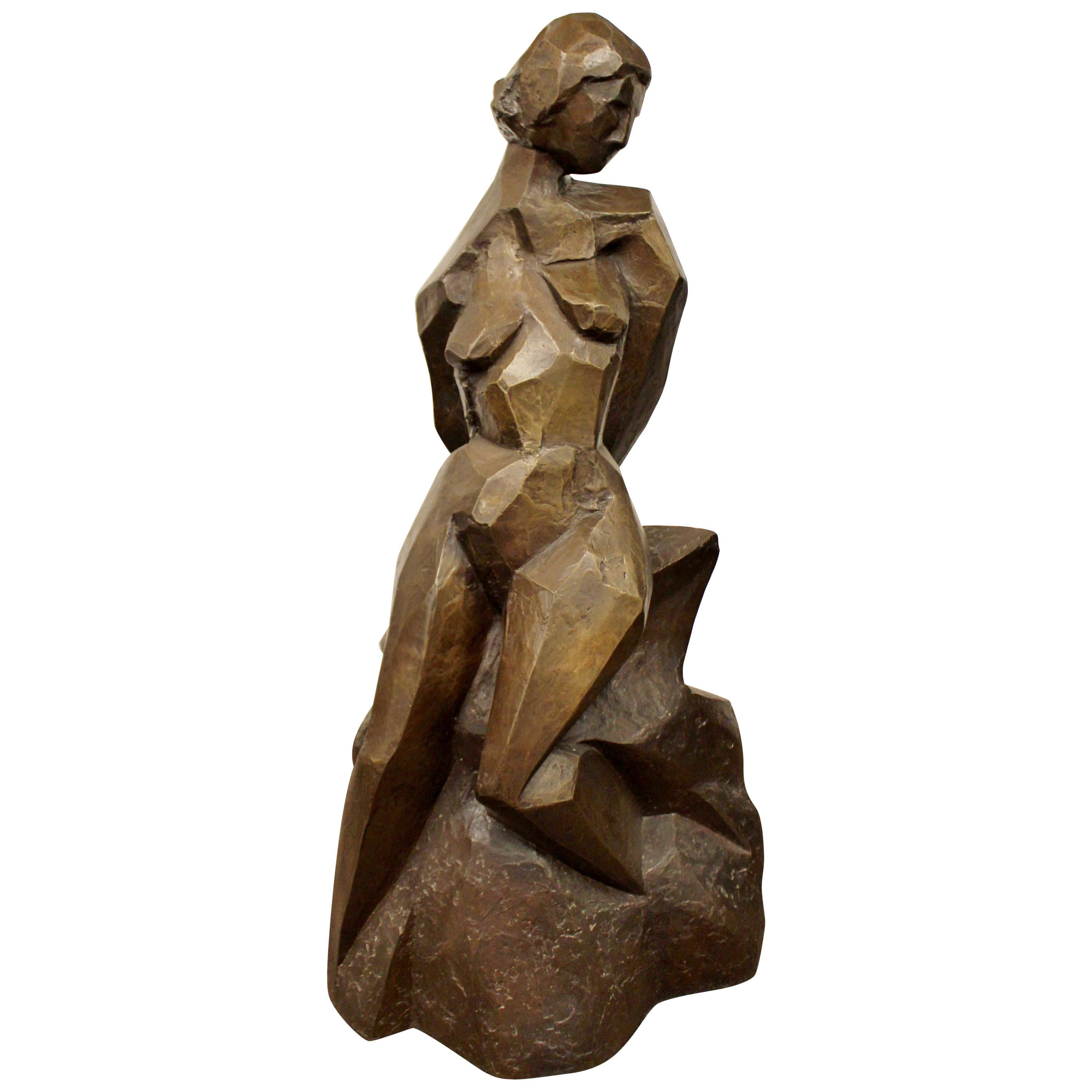Contemporary Modern Bronze Table Sculpture Nude Woman Signed Sylvia Perle, 1990s