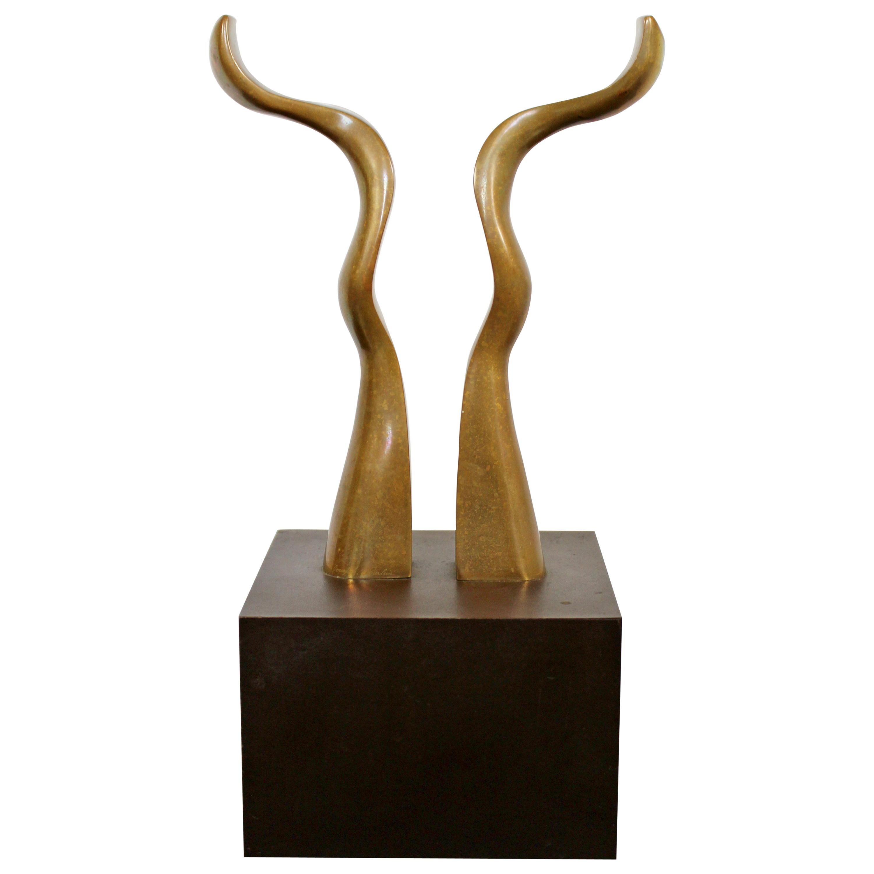 Contemporary Modern Bronze Table Sculpture Signed Joseph Burlini 4/5, 1980
