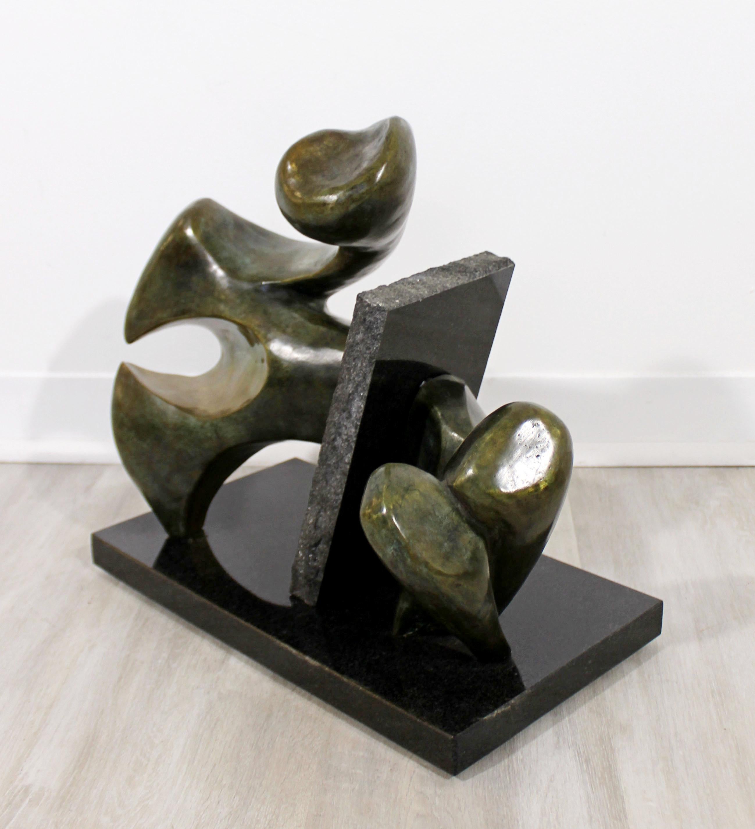 American Contemporary Modern Bronze Table Sculpture Signed Porret Contact, 1980s