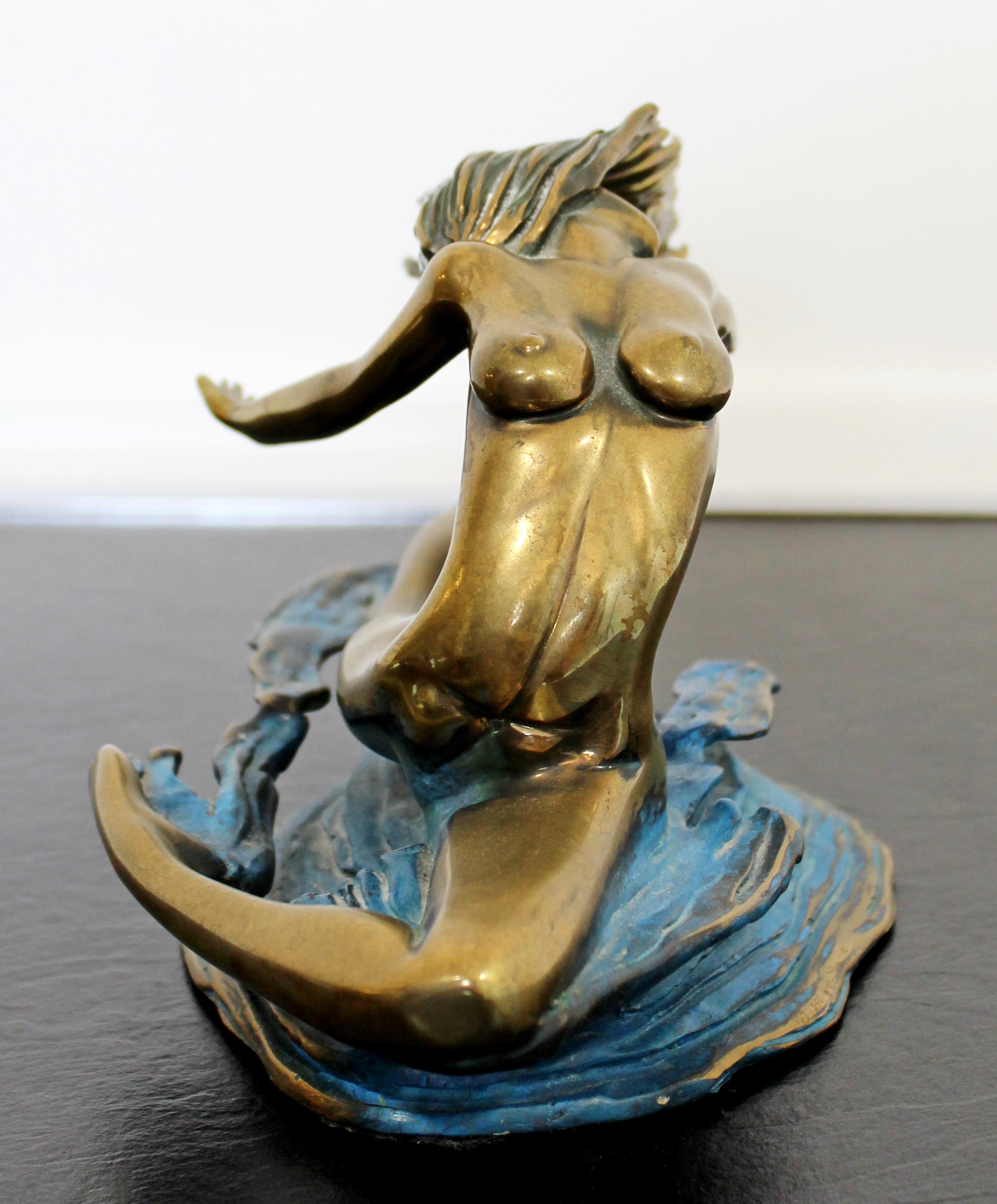 Late 20th Century Contemporary Modern Bronze Table Sculpture Signed Tom Bennett 1990s Nude Woman