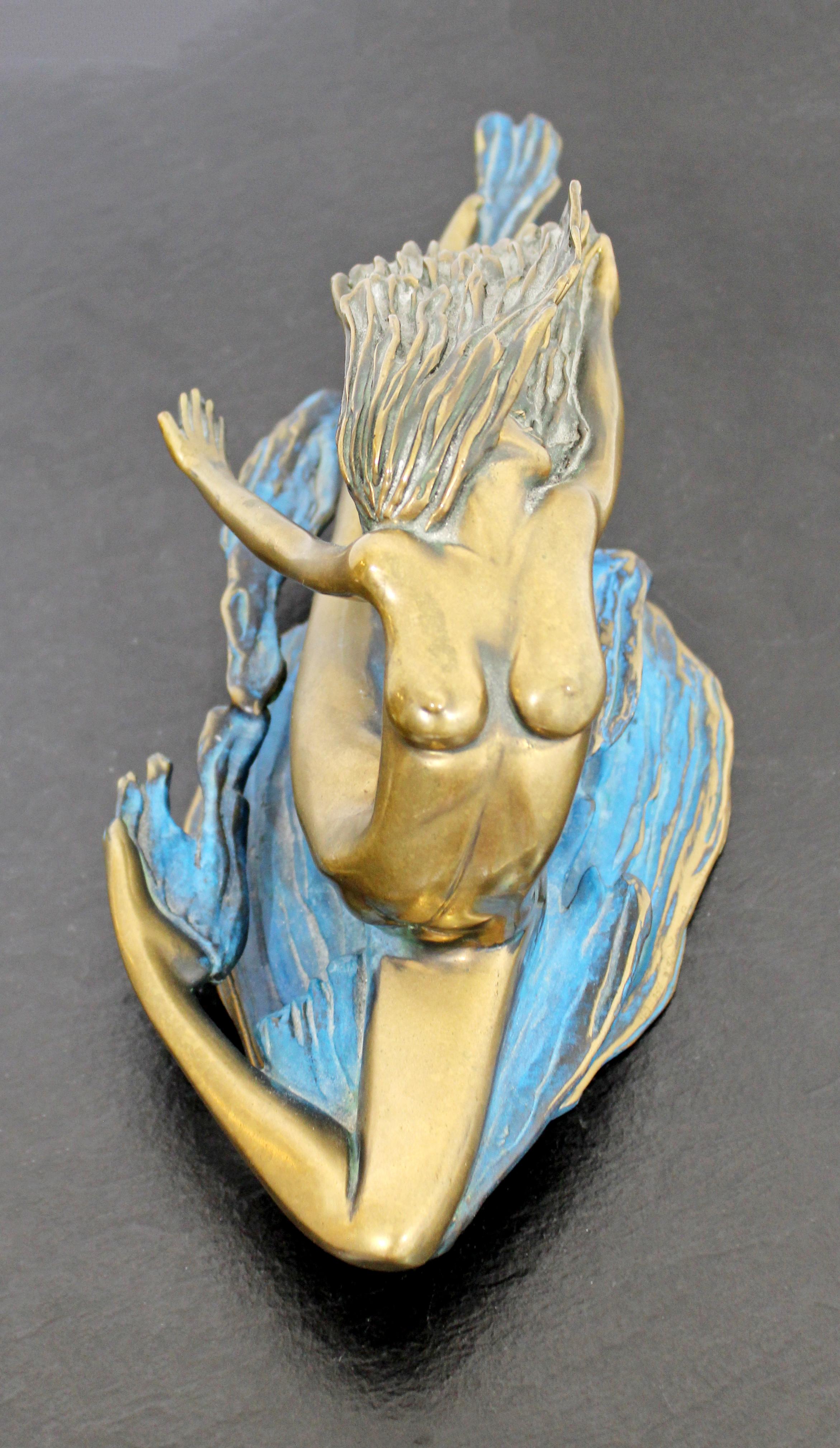 Contemporary Modern Bronze Table Sculpture Signed Tom Bennett 1990s Nude Woman 1