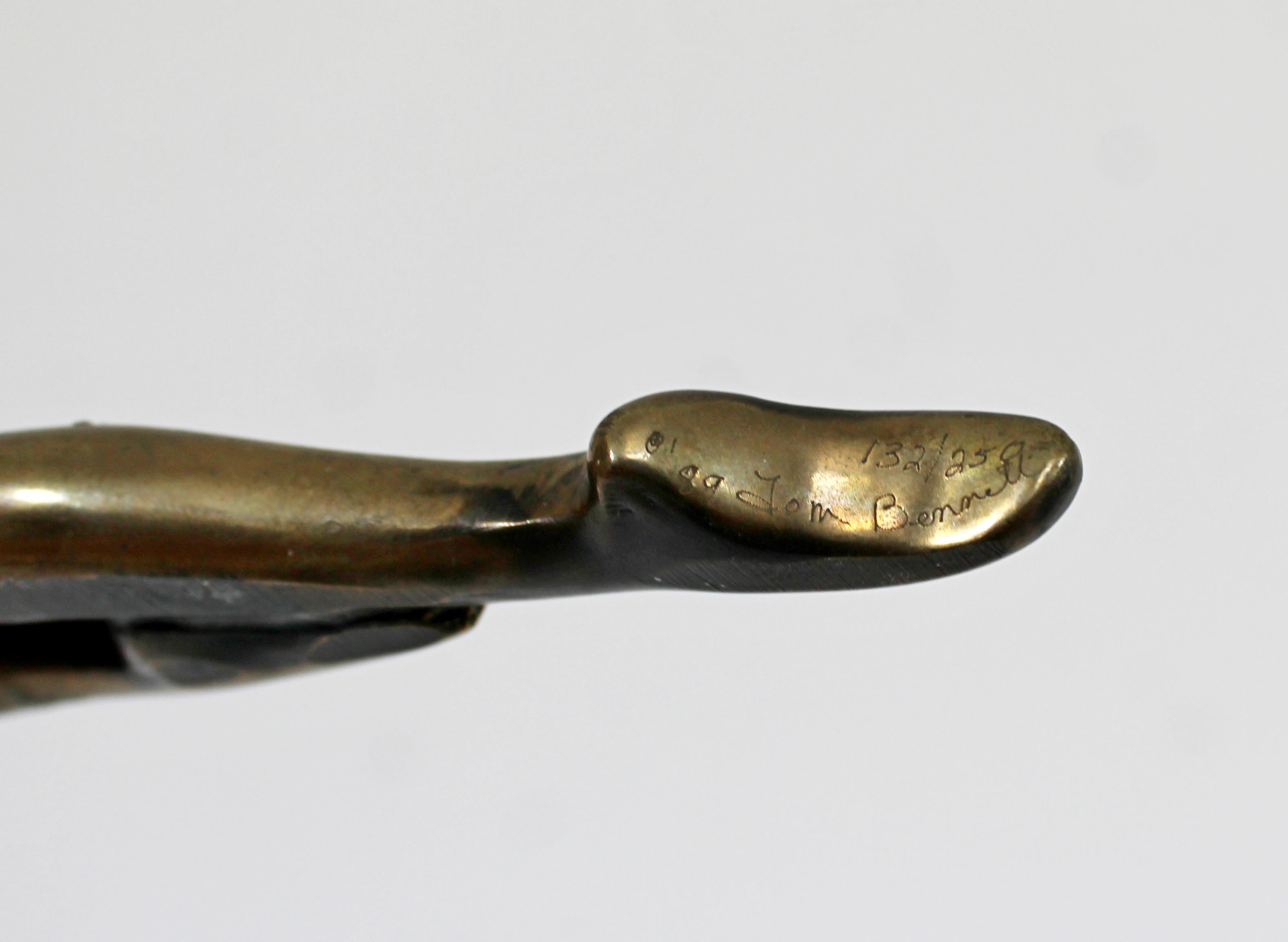 Contemporary Modern Bronze Table Sculpture Signed Tom Bennett Nude Woman 6