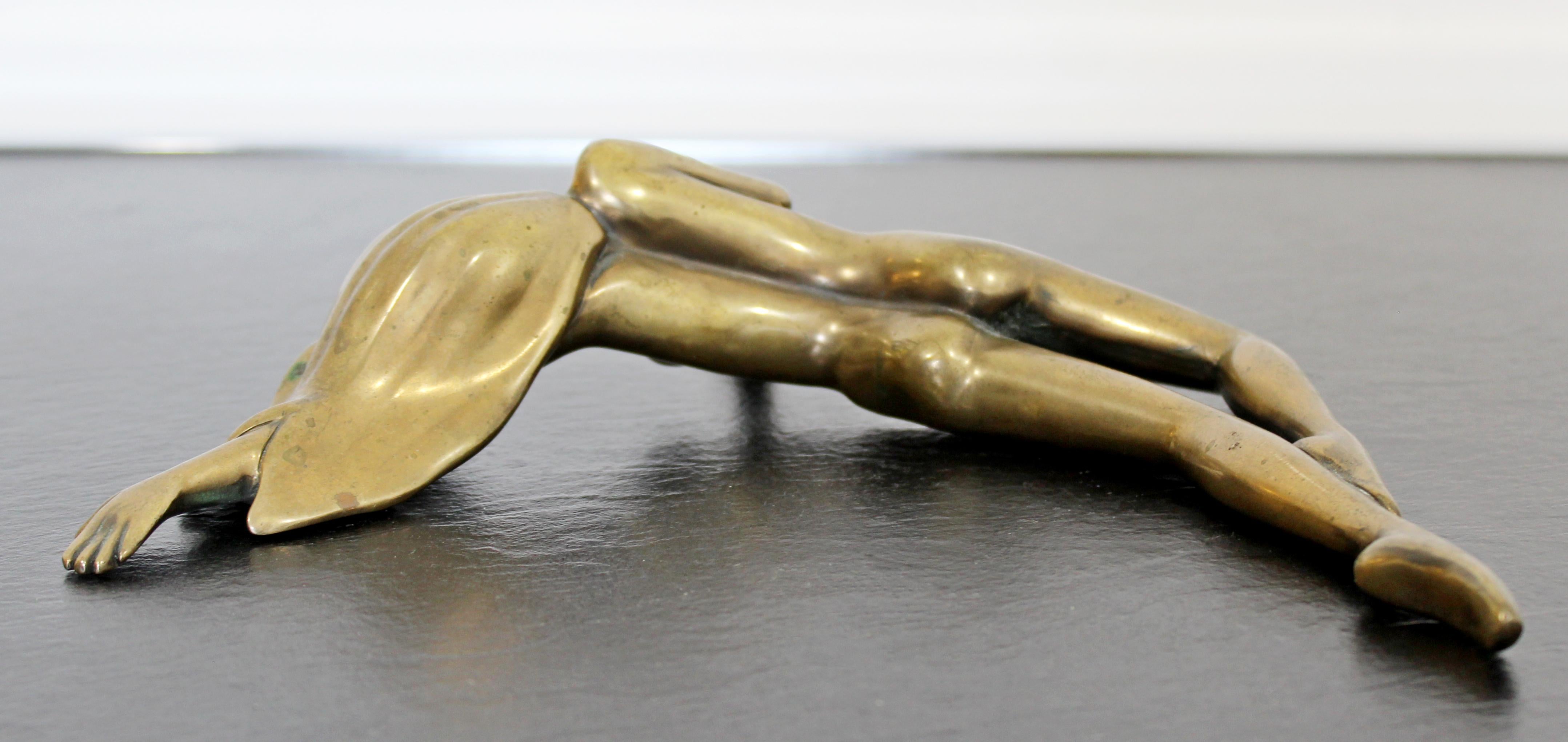 Contemporary Modern Bronze Table Sculpture Signed Tom Bennett Nude Woman 1