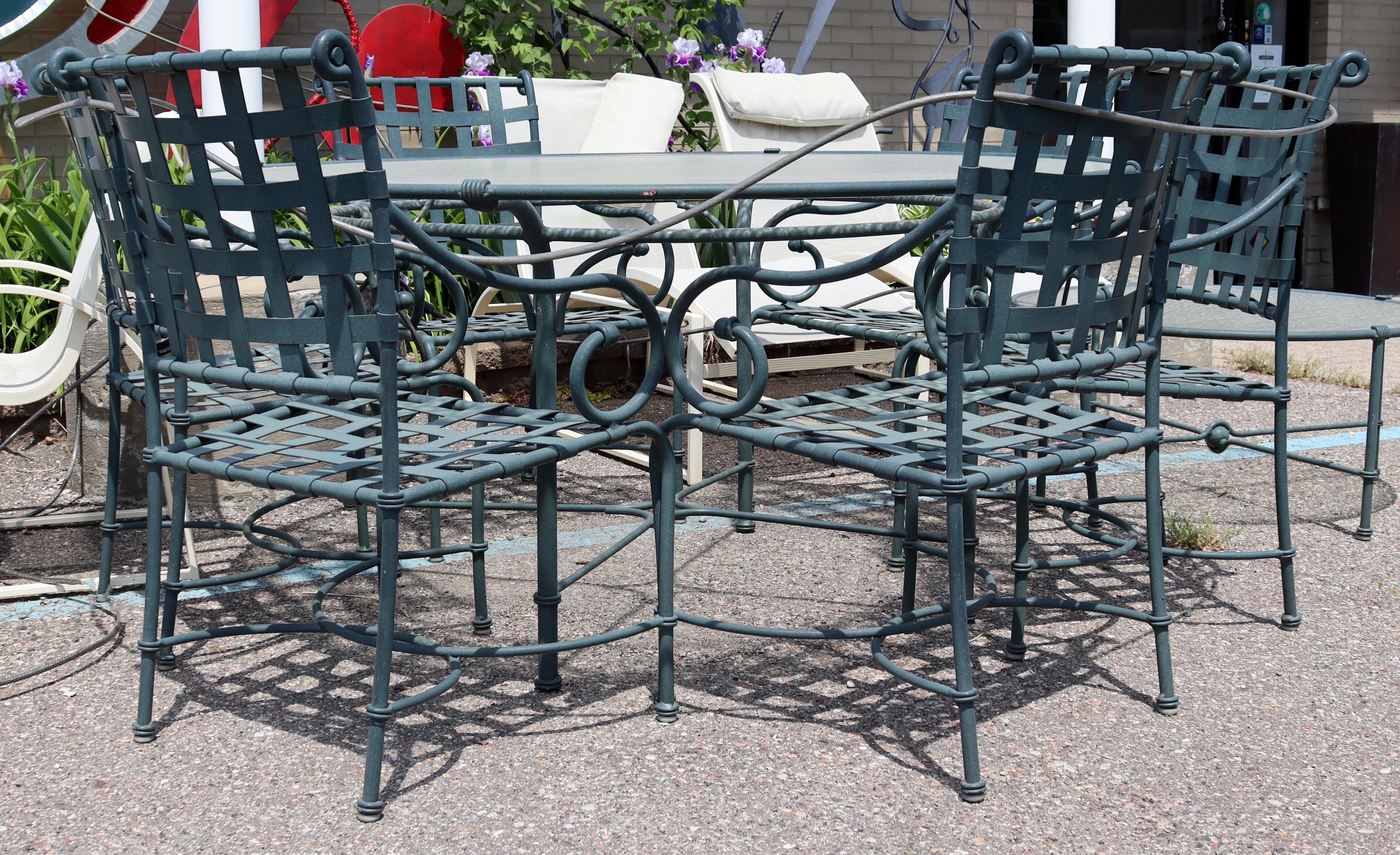 Contemporary Modern Brown Jordan Patio Dining Set Table Chairs Chaises 1980s In Good Condition In Keego Harbor, MI