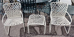 Contemporary Modern Brown Jordan Patio Set Pair of Chairs & Ottoman, 1980s