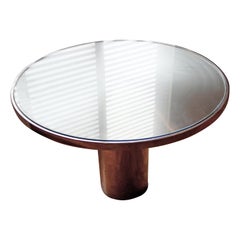 Contemporary Modern Brueton Circular Glass Steel Dinette Table, 1980s