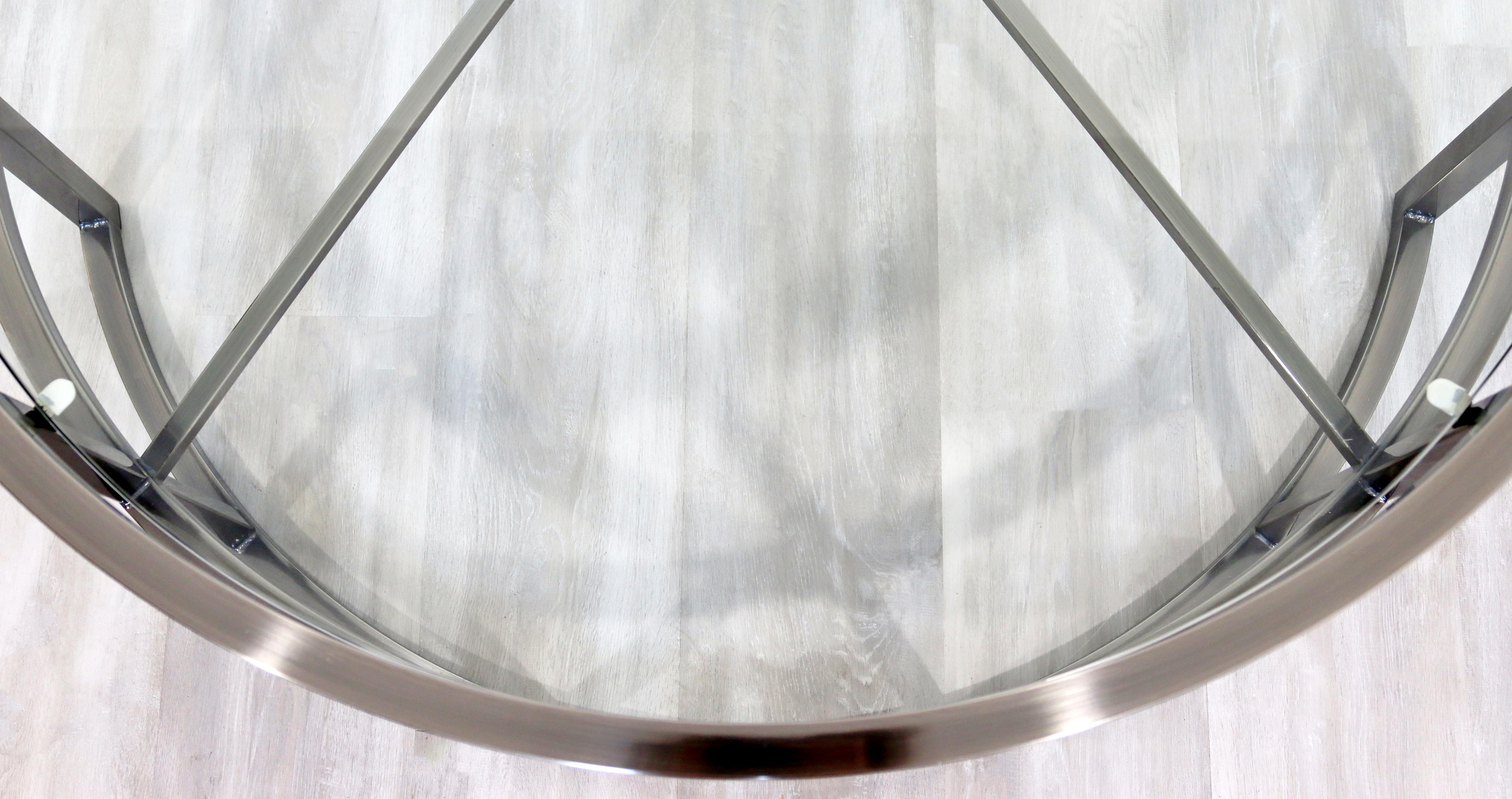 Contemporary Modern Brueton Style Asymmetrical Glass Gunmetal Coffee Table 1980s 2