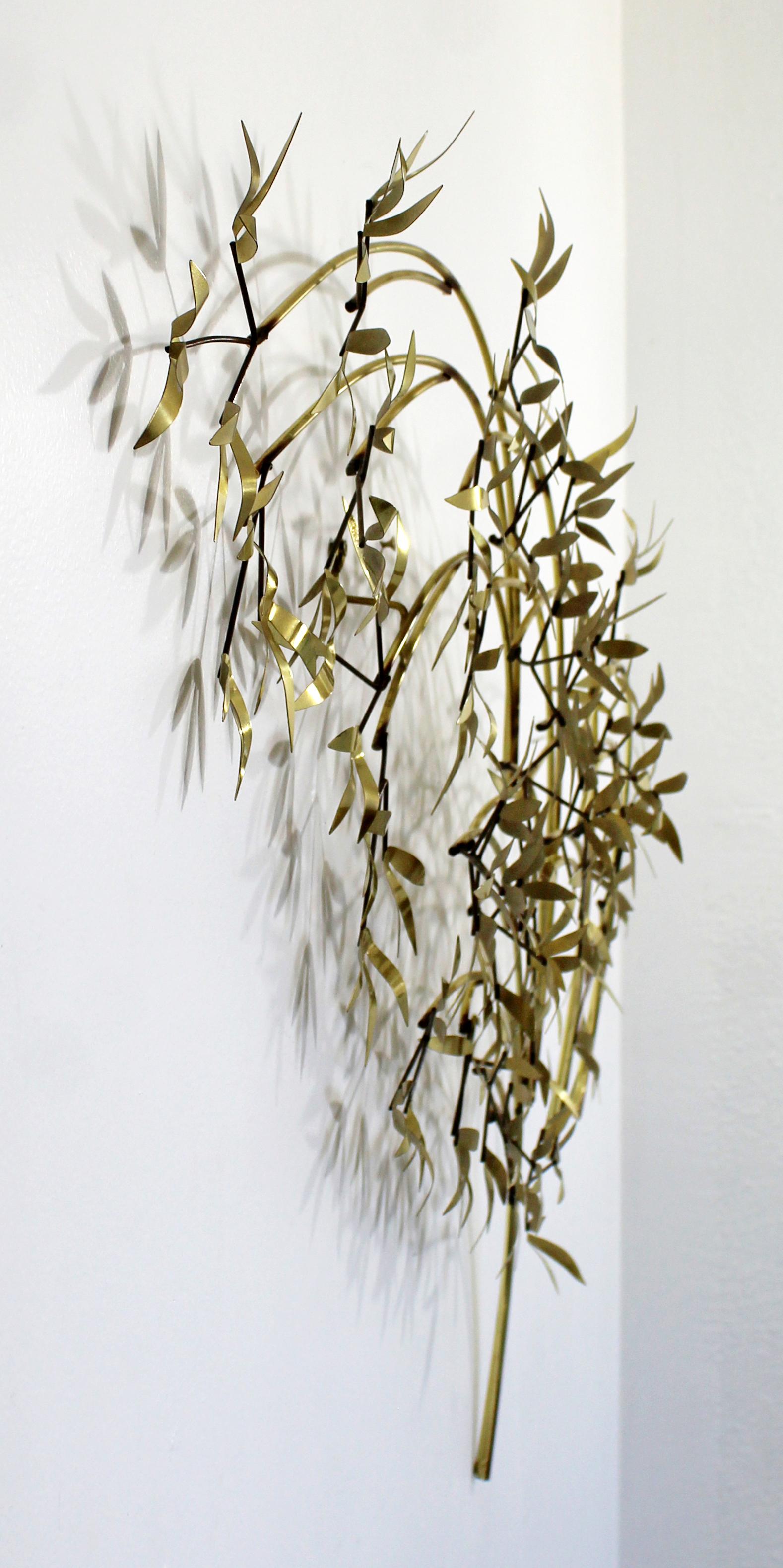 Late 20th Century Contemporary Modern C. Jere Signed Brass Willow Tree Wall Sculpture Dated 1980s