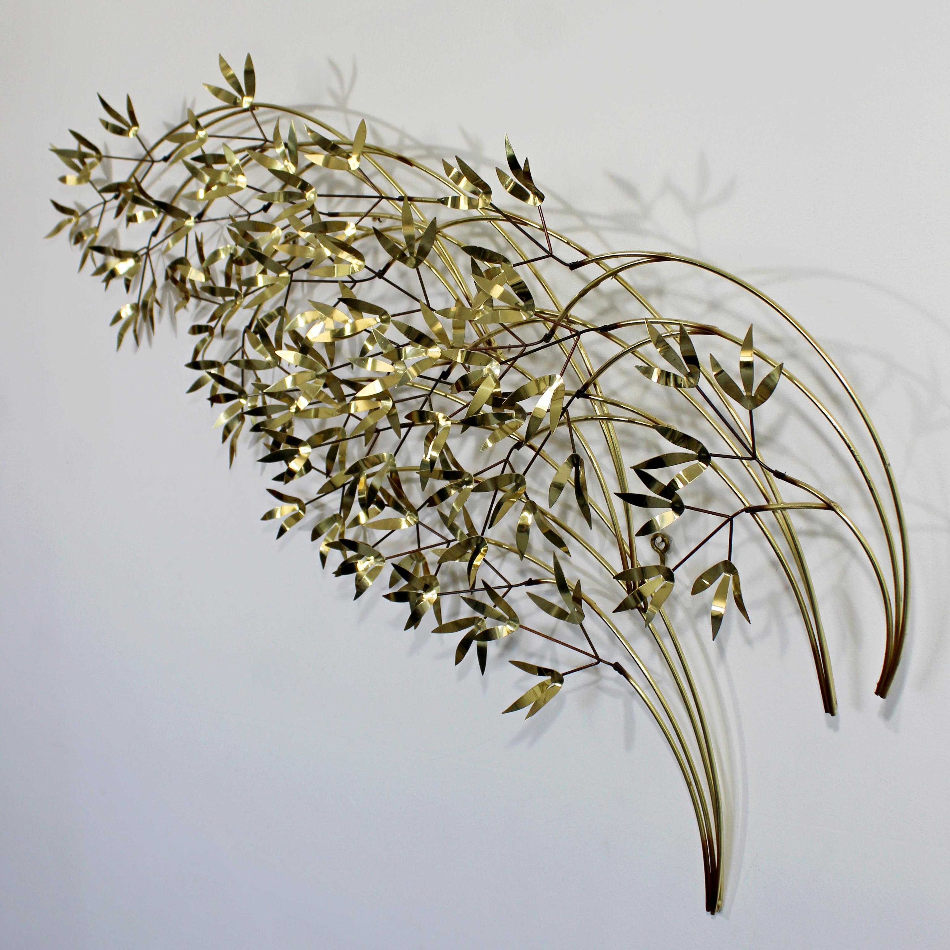 Metal Contemporary Modern C. Jere Signed Brass Willow Tree Wall Sculpture Dated 1980s