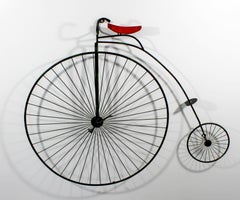 Contemporary Modern C Jere Signed Metal Bicycle with Red Seat Sculpture 1980s
