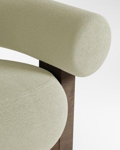 Divano Cassete moderno e contemporaneo in bouclé beige e Wood di Collector Studio