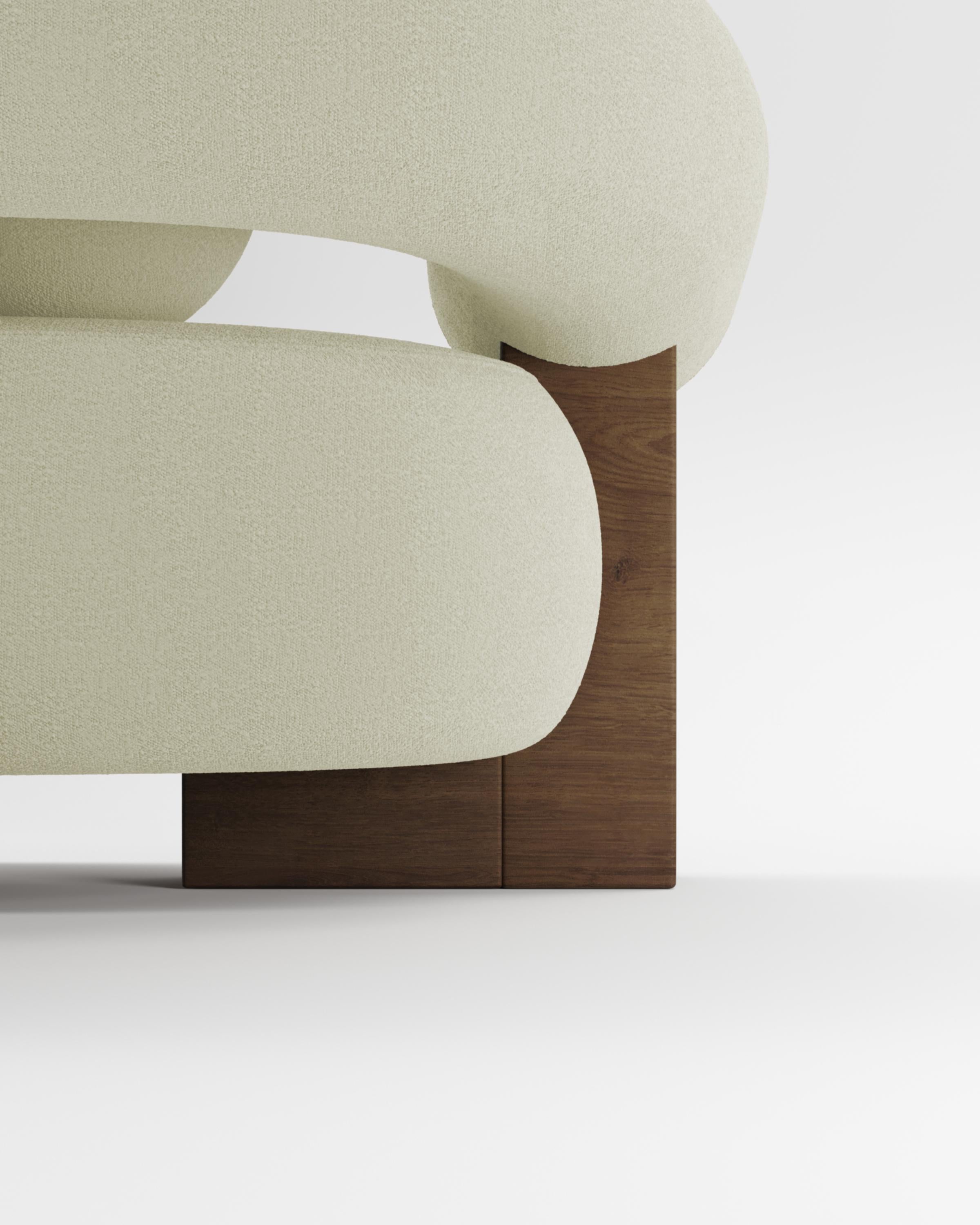Zeitgenössisches modernes Cassete-Sofa aus Boucle in Beige und Holz von Collector Studio im Zustand „Neu“ im Angebot in Castelo da Maia, PT