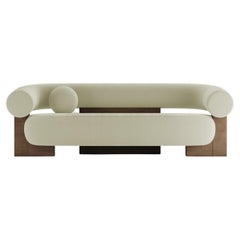 Contemporary Modern Cassete Sofa in bouclé Beige & Wood by Collector Studio