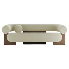 Zeitgenössisches modernes Cassete-Sofa aus Boucle in Beige und Holz von Collector Studio