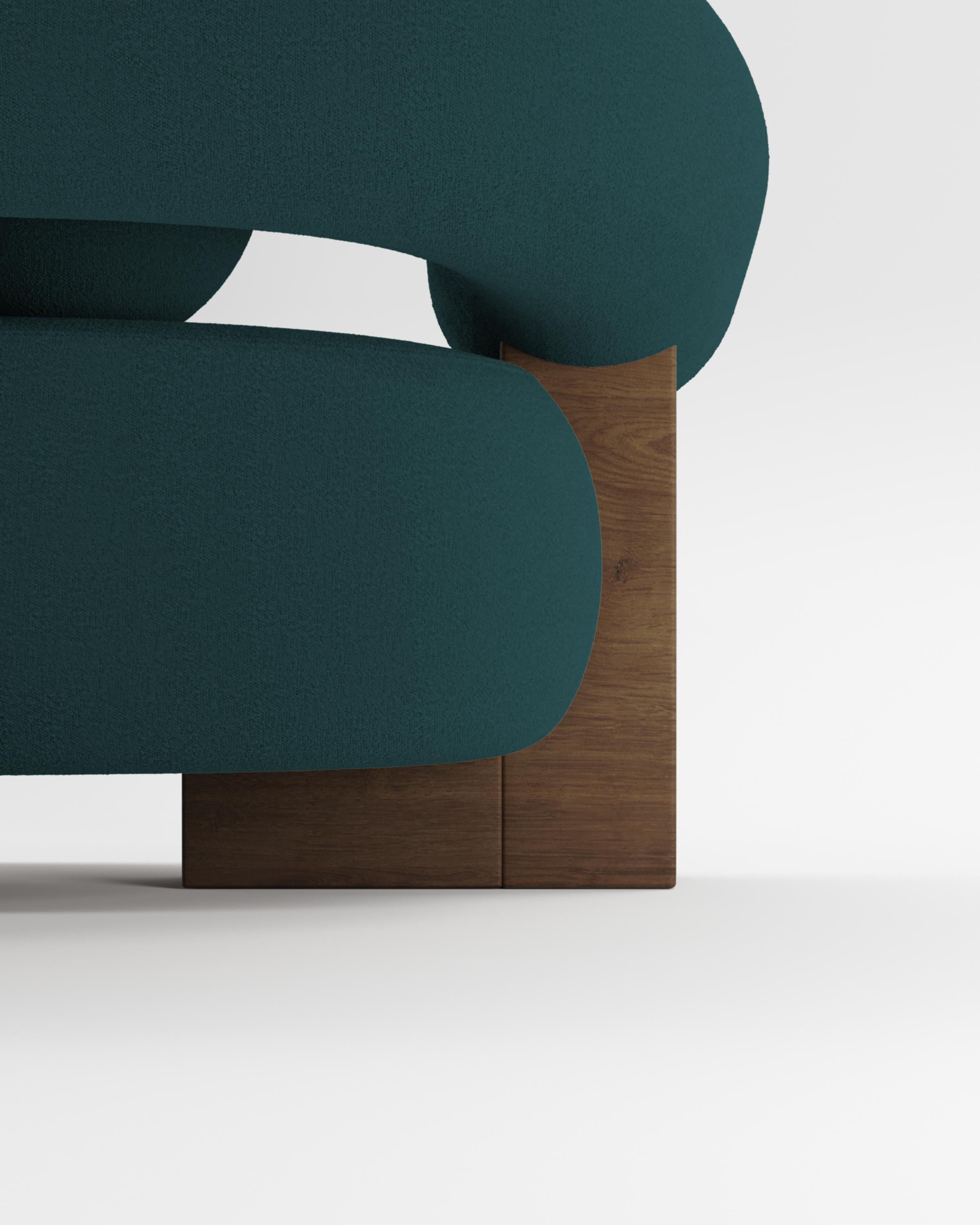 Zeitgenössisches modernes Cassete-Sofa in Boucle-Blau und Holz von Collector Studio im Zustand „Neu“ im Angebot in Castelo da Maia, PT