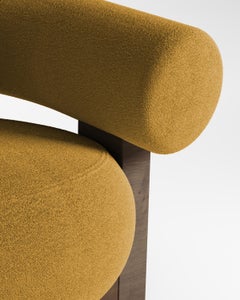 Contemporary Modern Cassete Sofa in bouclé Mustard & Wood by Collector Studio