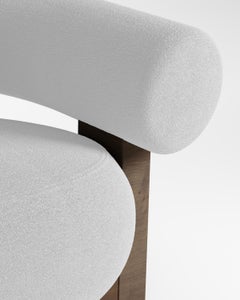Contemporary Modern Cassete Sofa in Boucle White & Wood by Collector Studio
