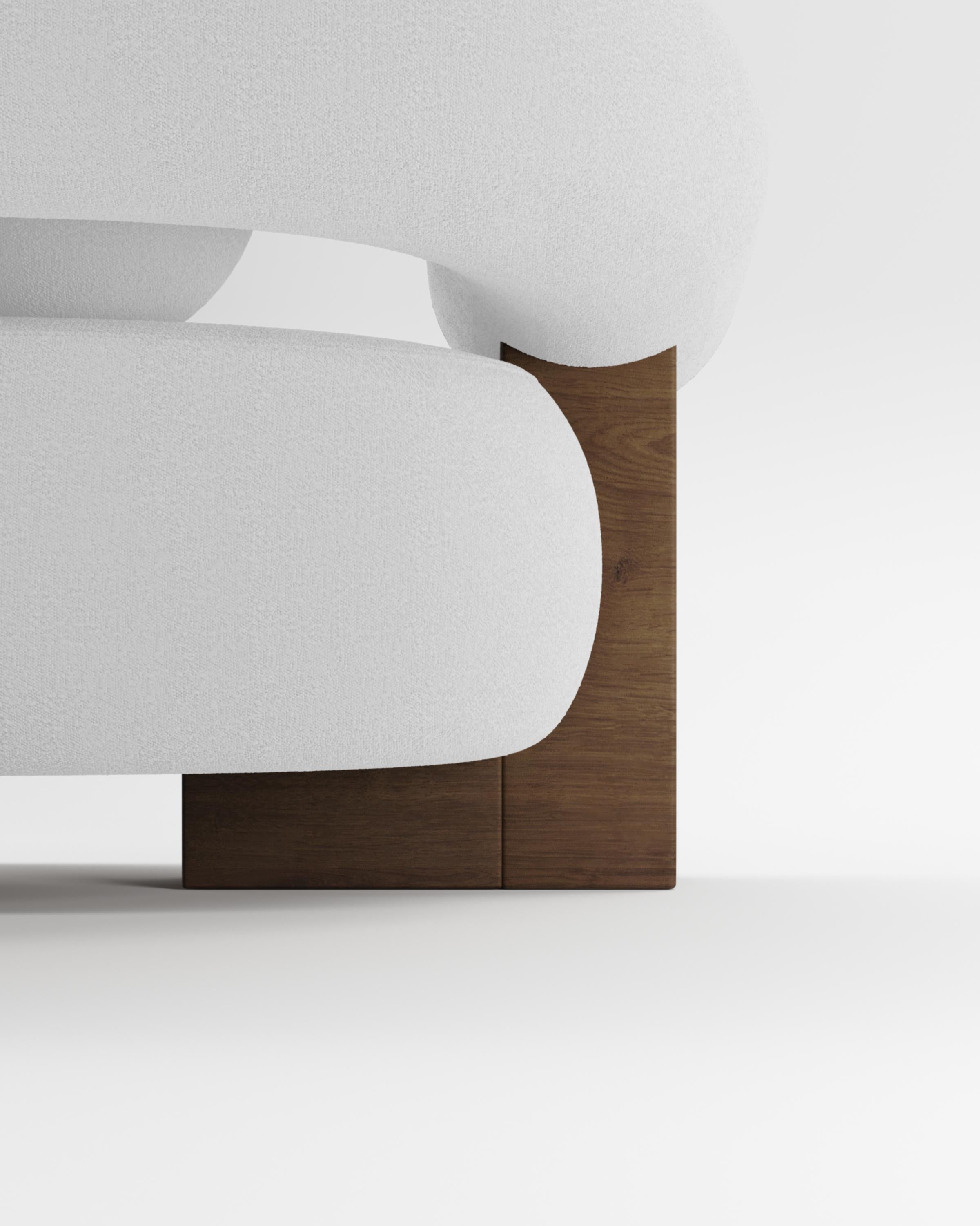 Zeitgenössisches modernes Cassete-Sofa in Boucle-Weiß und Holz von Collector Studio im Zustand „Neu“ im Angebot in Castelo da Maia, PT