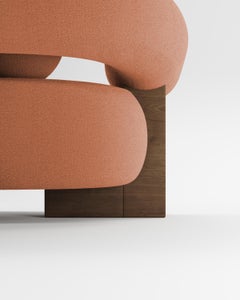 Contemporary Modern Cassete Sofa in Burnt Orange & Wood by Collector Studio