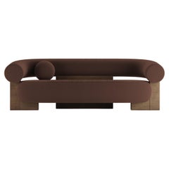 Contemporary Modern Cassete Sofa in Dark Brown & Wood by Collector Studio