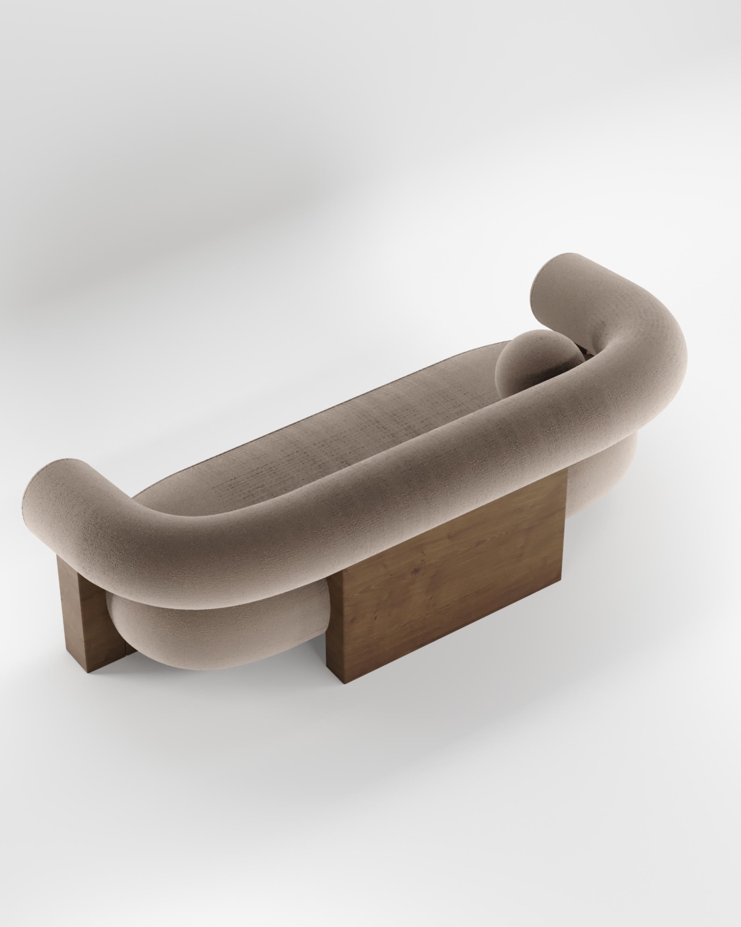 Contemporary Modern Cassete Sofa in Fabric & Wood von Collector Studio (21. Jahrhundert und zeitgenössisch) im Angebot
