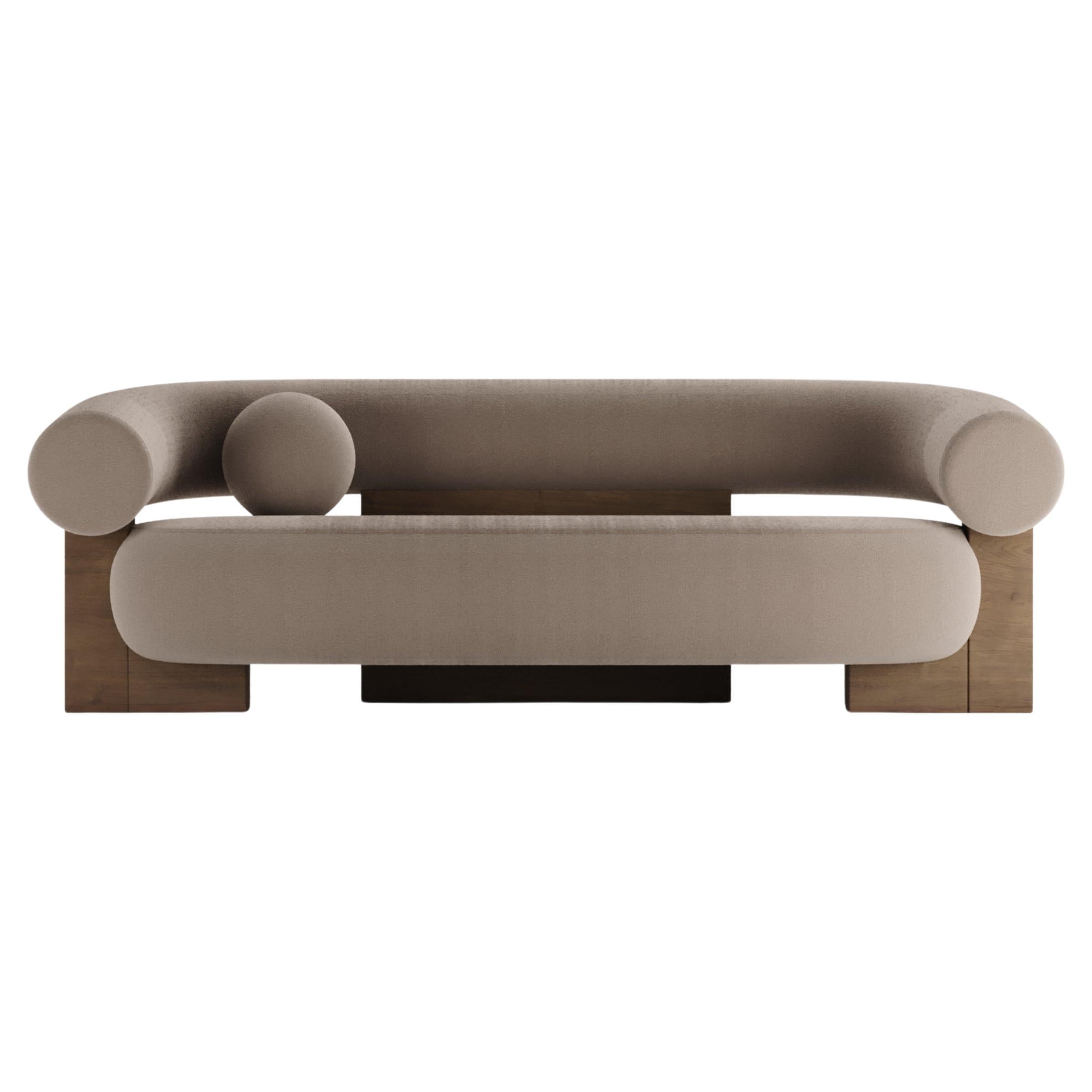 Contemporary Modern Cassete Sofa in Fabric & Wood by Collector Studio
