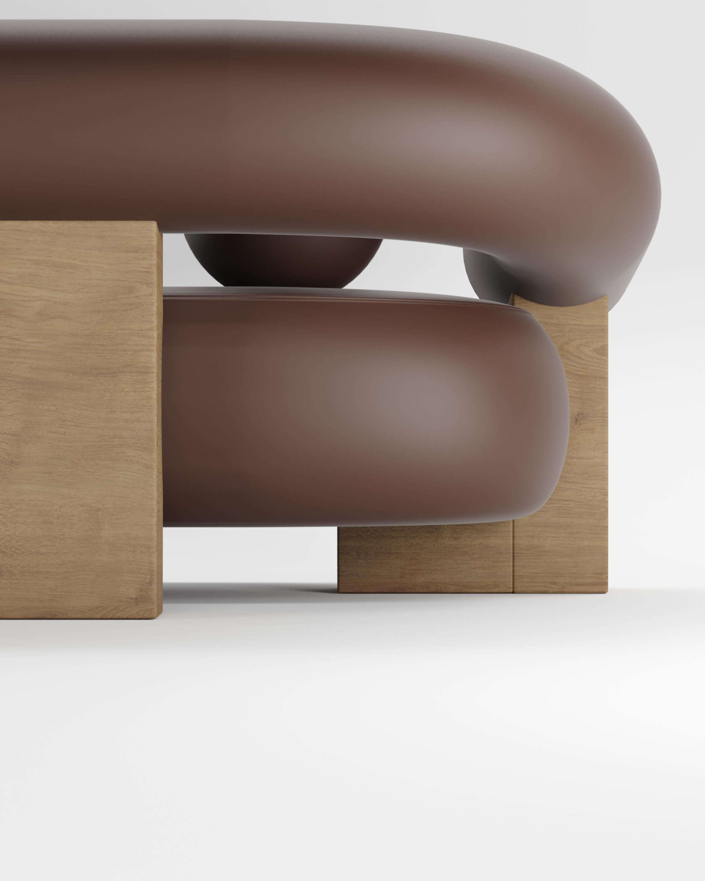 Contemporary Modern Cassete Sofa in Leder & Holz von Collector Studio (21. Jahrhundert und zeitgenössisch) im Angebot
