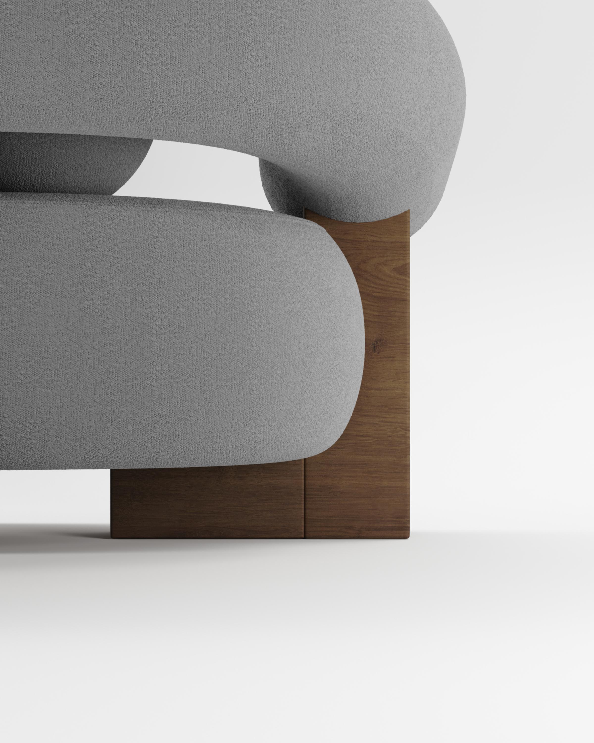 Zeitgenössisches modernes Cassete-Sofa in Hellgrau und Holz von Collector Studio (21. Jahrhundert und zeitgenössisch) im Angebot