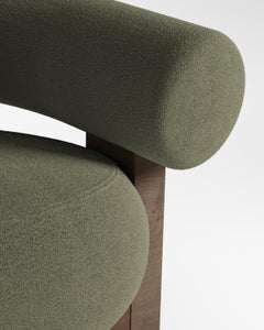 Contemporary Modern Cassete Sofa in Olive & Wood by Collector Studio