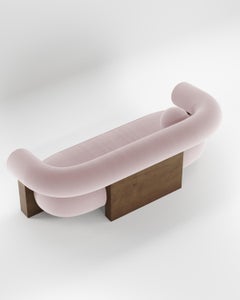 Contemporary Modern Cassete Sofa in Rose & Wood by Collector Studio