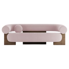 Contemporary Modern Cassete Sofa in Rose & Wood by Collector Studio
