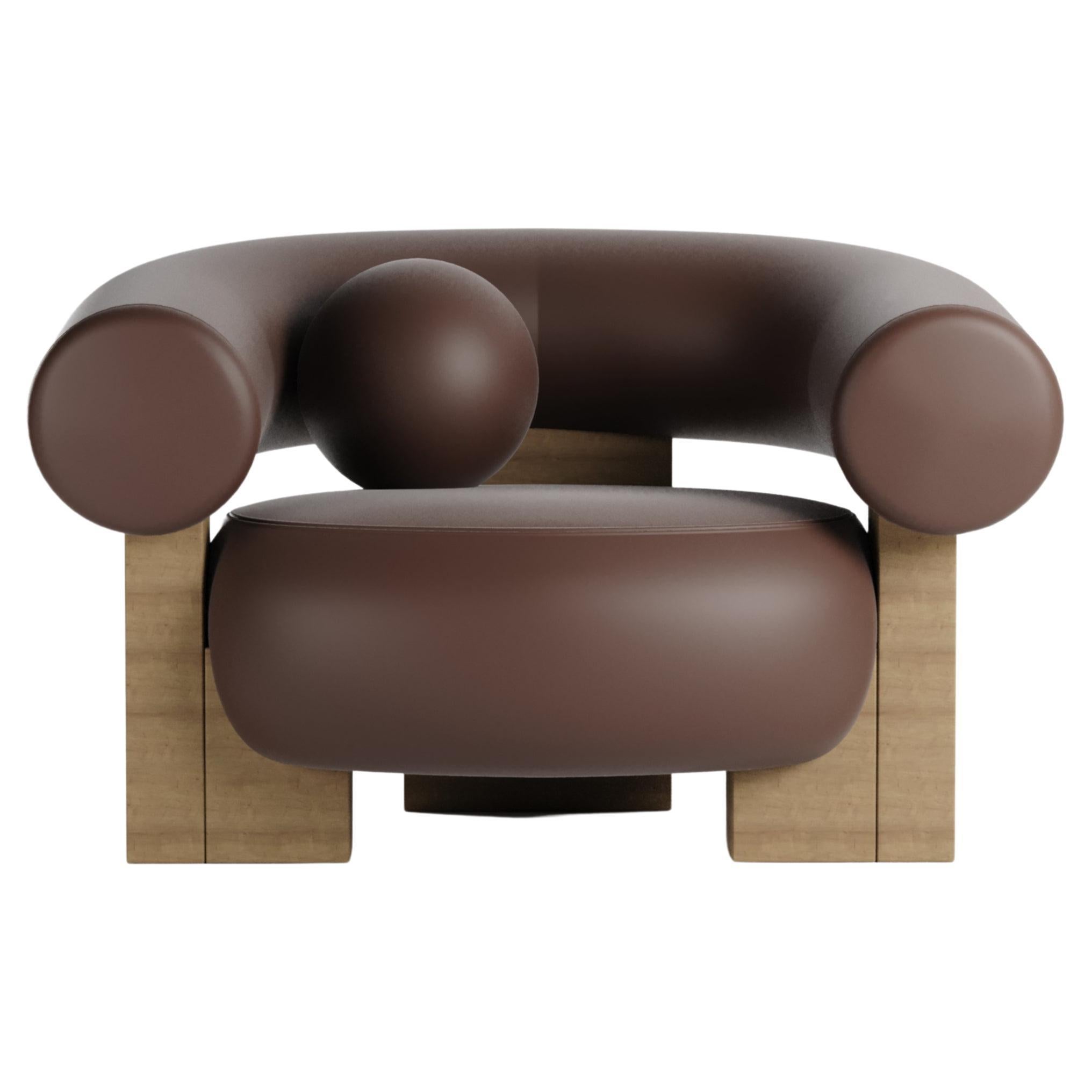 Contemporary Modern Cassette Armchair in Leather, Collector