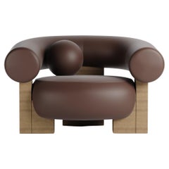 Contemporary Modern Cassette Armchair in Leather, Collector