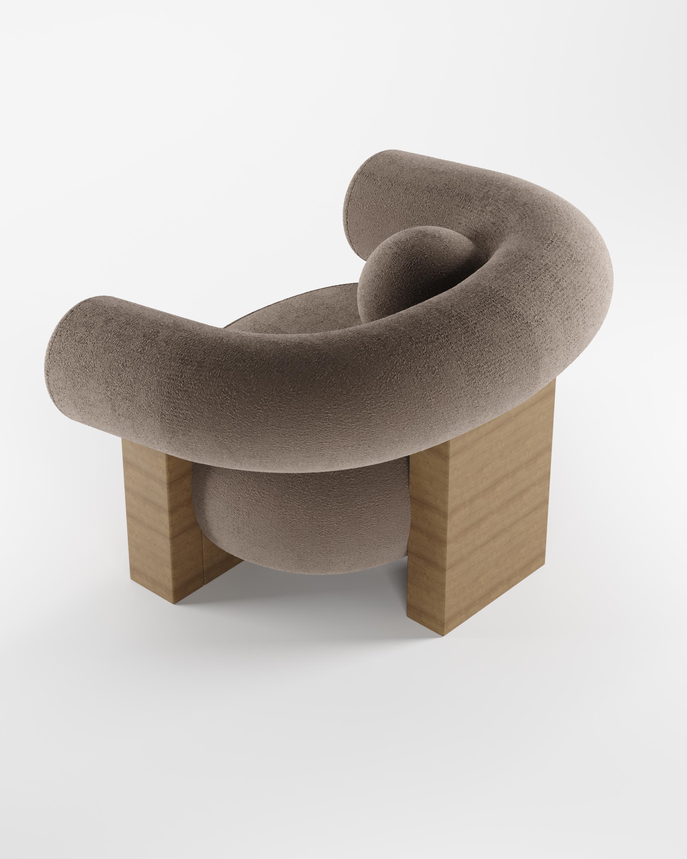 Contemporary Modern Cassette Armchair in Taupe Boucle, Collector In New Condition For Sale In Castelo da Maia, PT