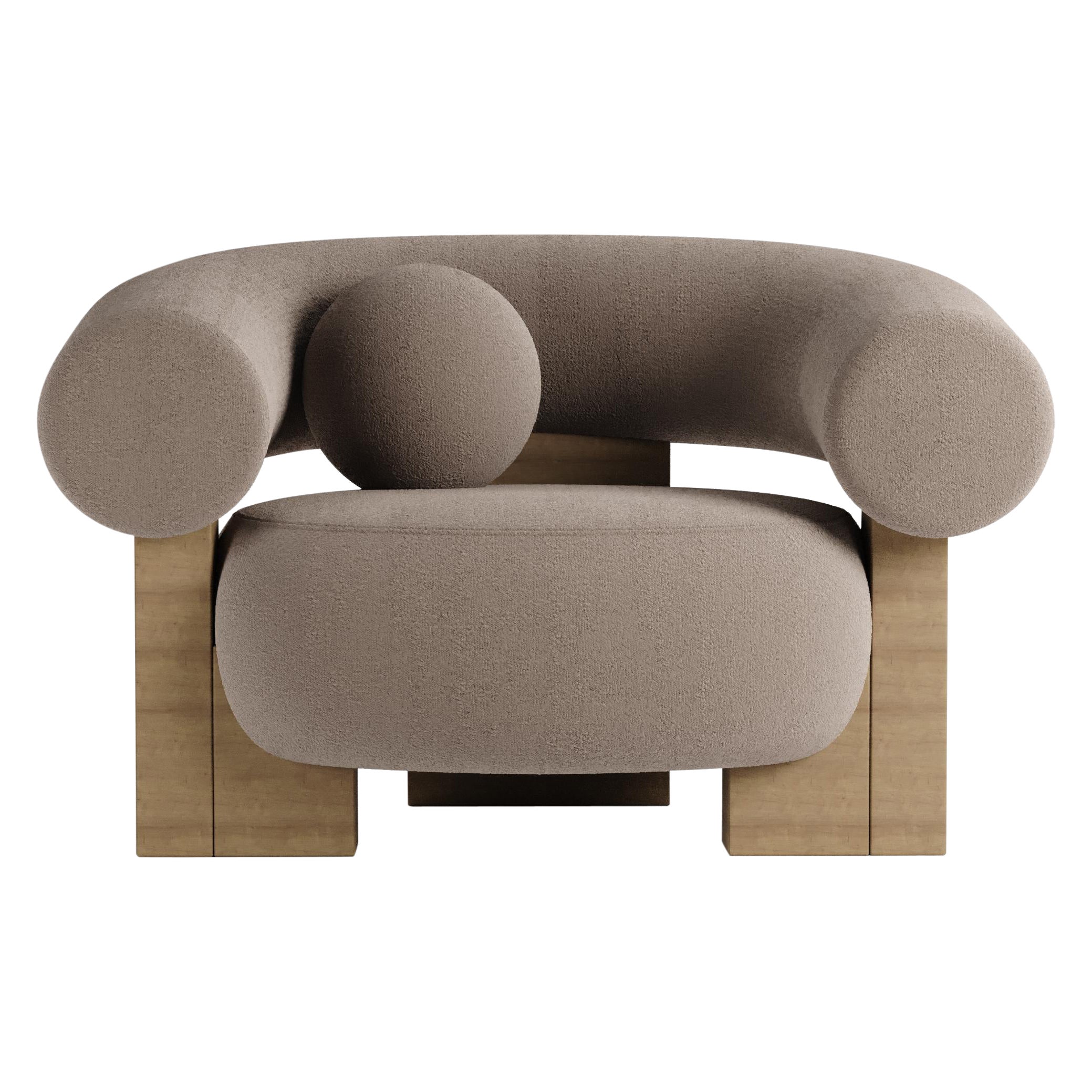 Fauteuil Cassette Modern Contemporary en Boucle Taupe, Collector
