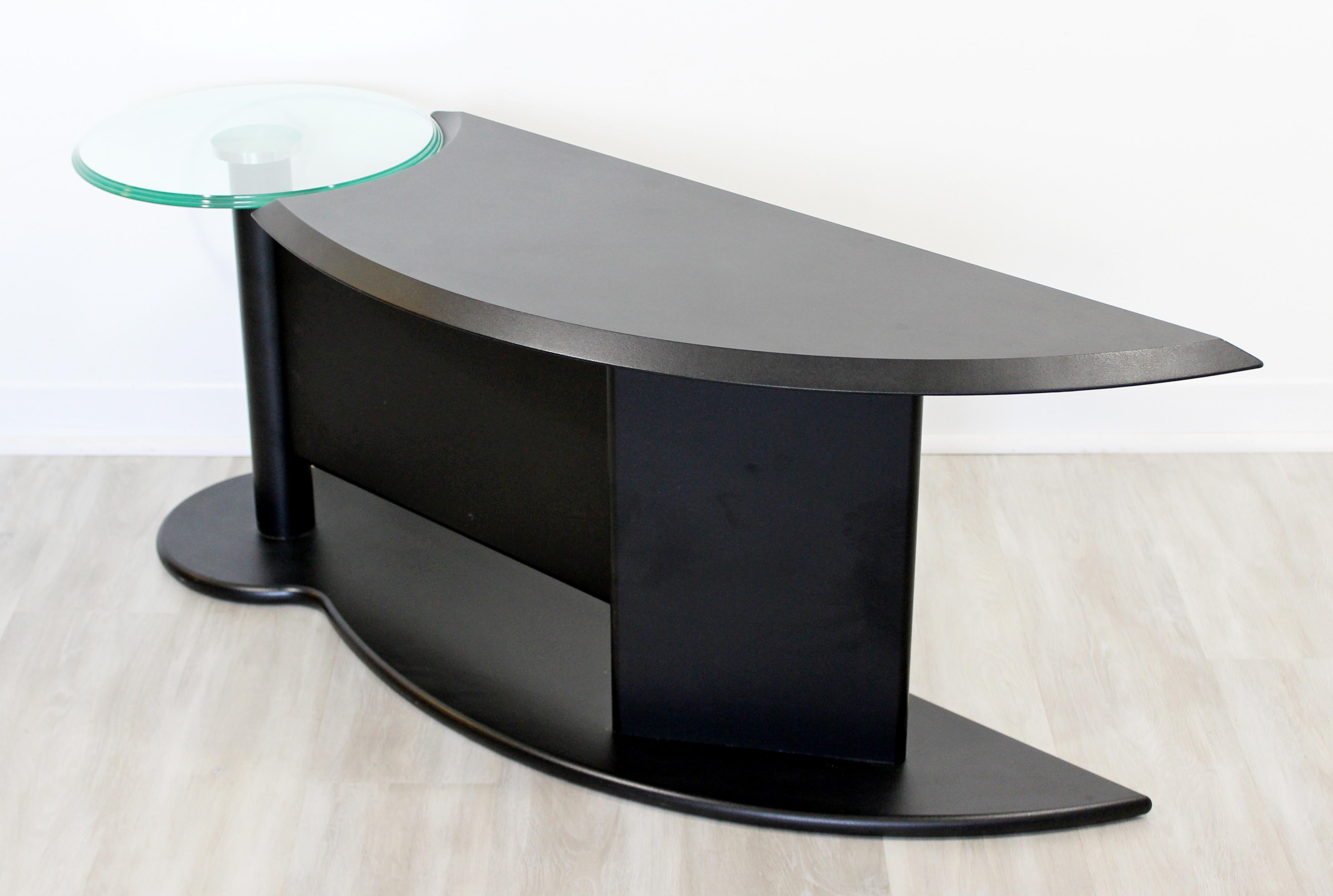 Contemporary Modern Cassina Black Metal Chrome & Glass Accent Table 1970s Italy 4