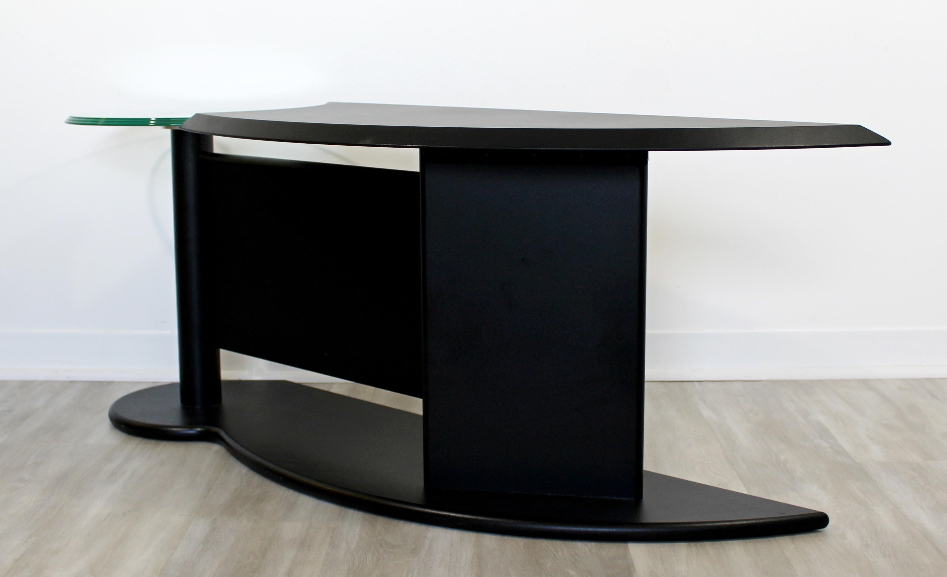Contemporary Modern Cassina Black Metal Chrome & Glass Accent Table 1970s Italy 5