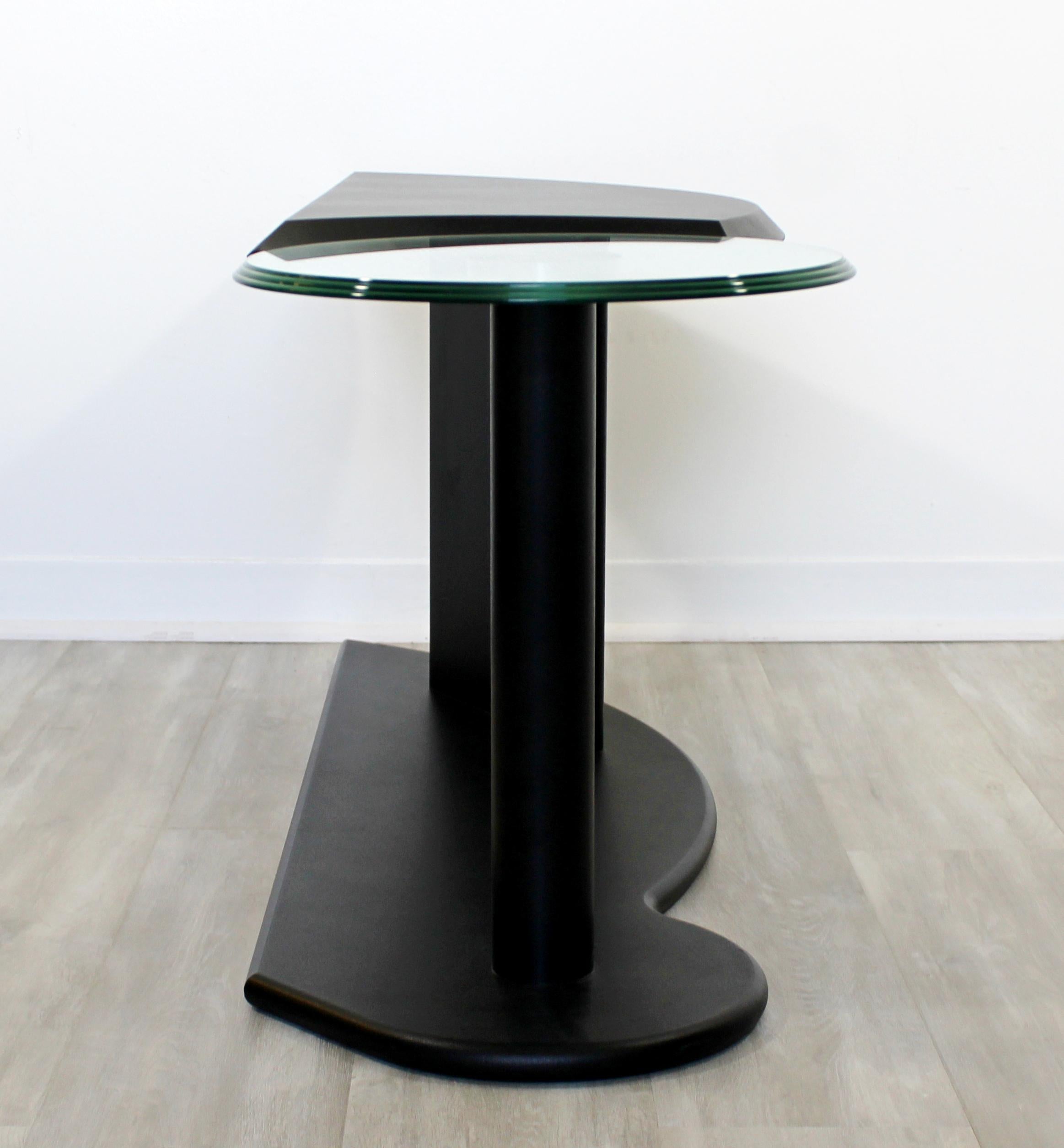 Contemporary Modern Cassina Black Metal Chrome & Glass Accent Table 1970s Italy In Good Condition In Keego Harbor, MI