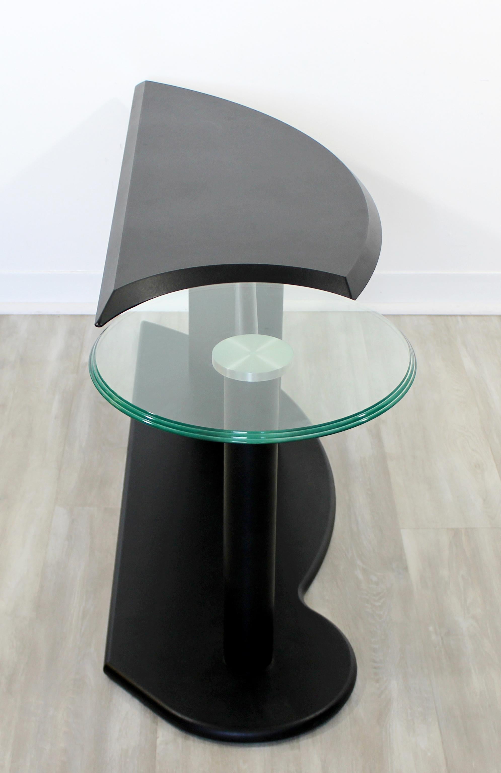 Late 20th Century Contemporary Modern Cassina Black Metal Chrome & Glass Accent Table 1970s Italy