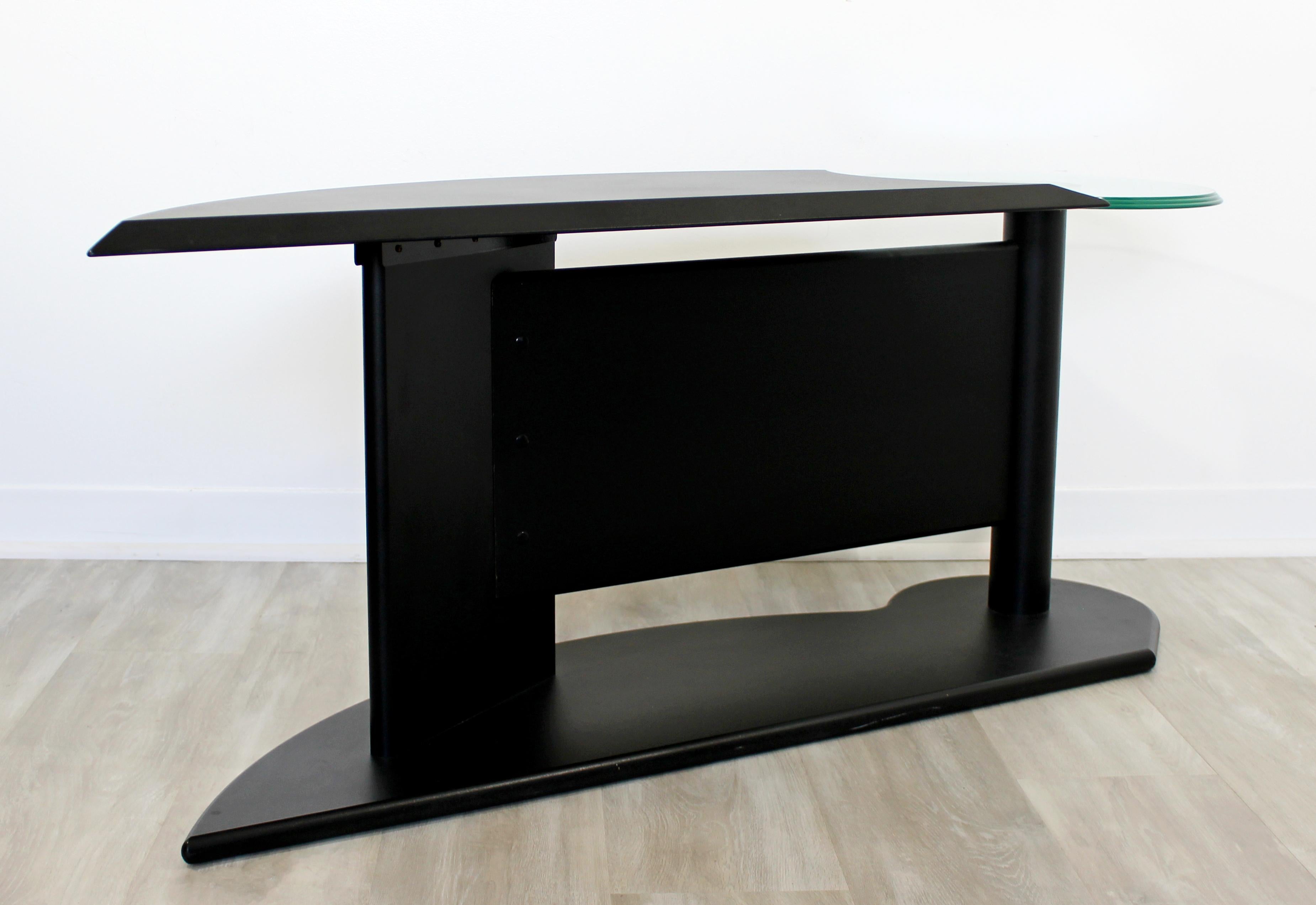 Contemporary Modern Cassina Black Metal Chrome & Glass Accent Table 1970s Italy 2
